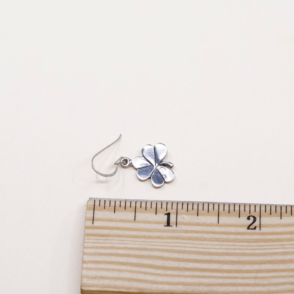 VTG sterling silver handmade earrings, 925 clover dangle