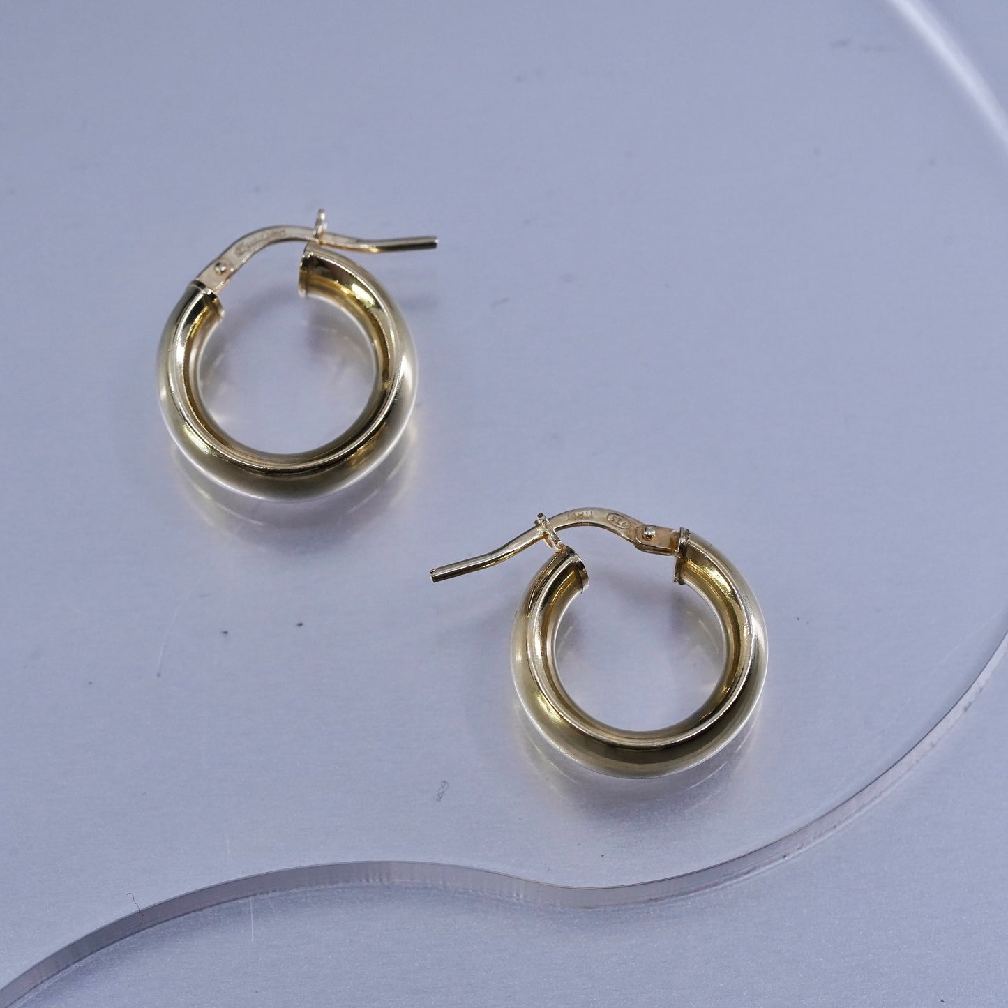 0.5”, Italian vermeil gold over Sterling silver earrings, bold 925 huggie hoops