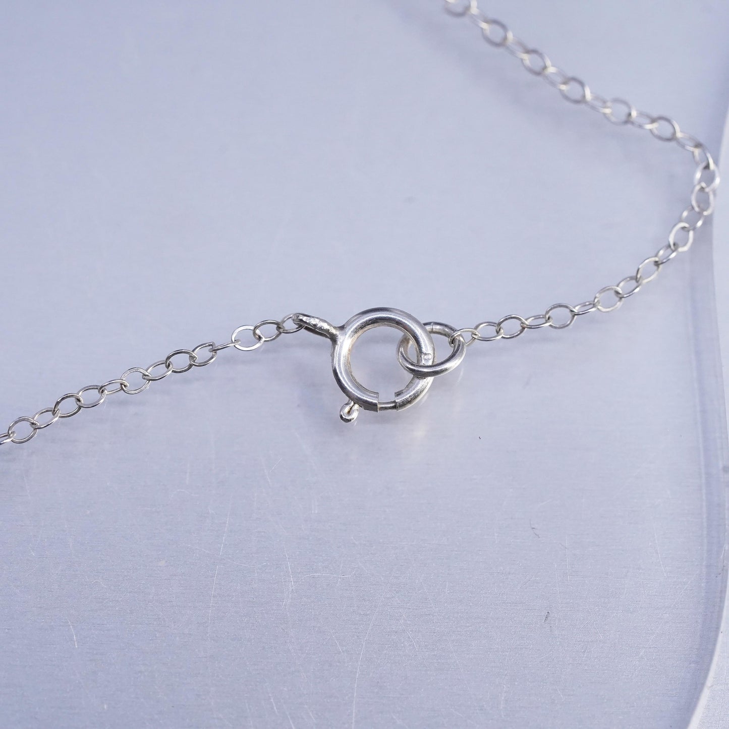 16", 925 Sterling Silver circle necklace flower Name DAACA Tag garnet Pendants