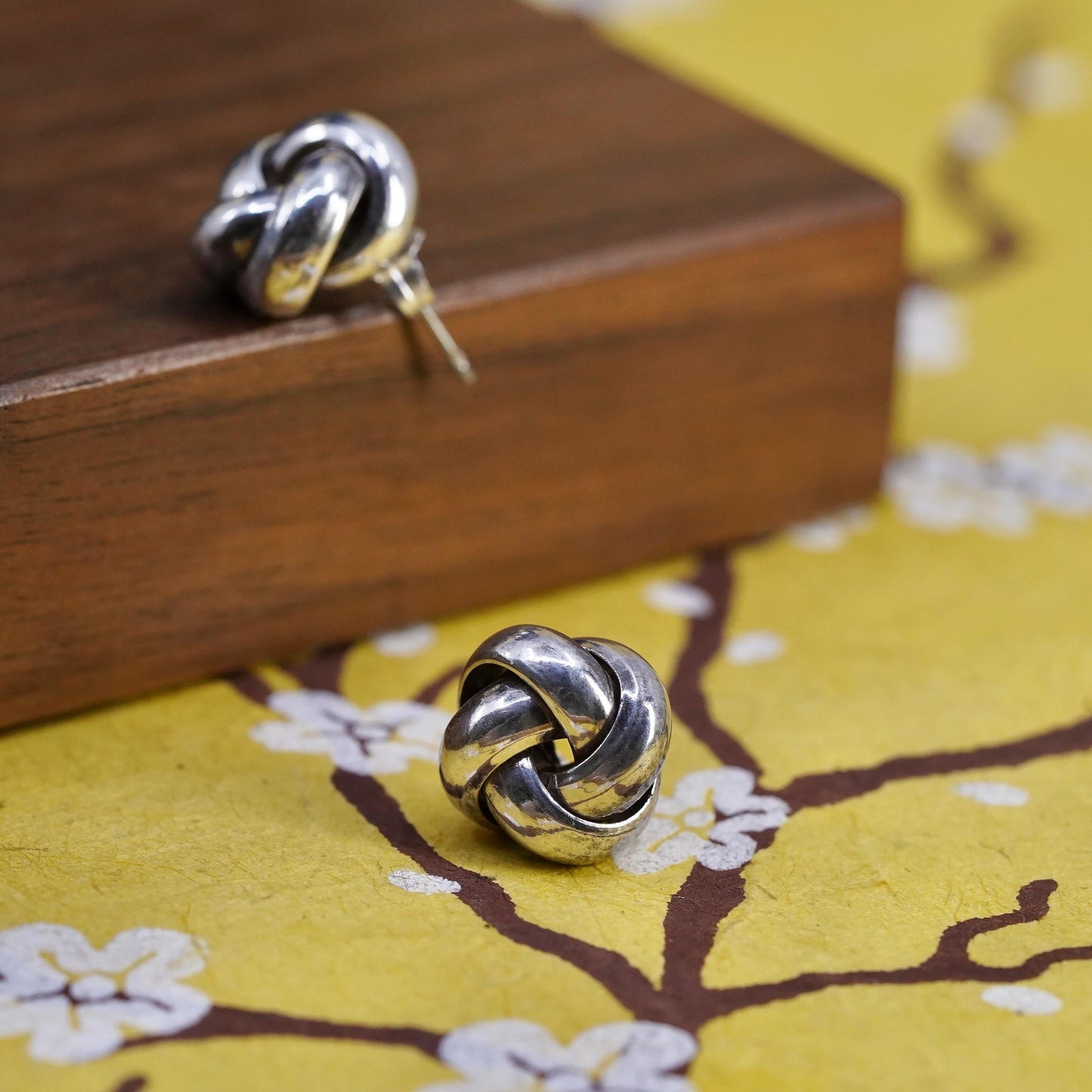 Vintage Sterling silver entwined beads studs, 925 earrings