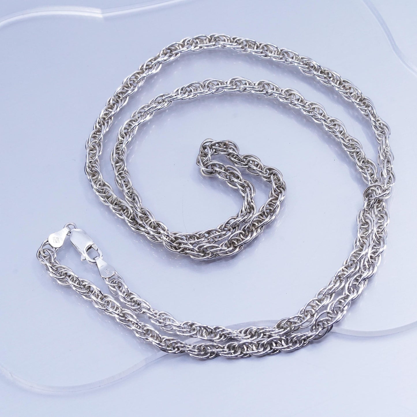 30” 5mm, vintage Italian Sterling 925 silver bold rope chain necklace