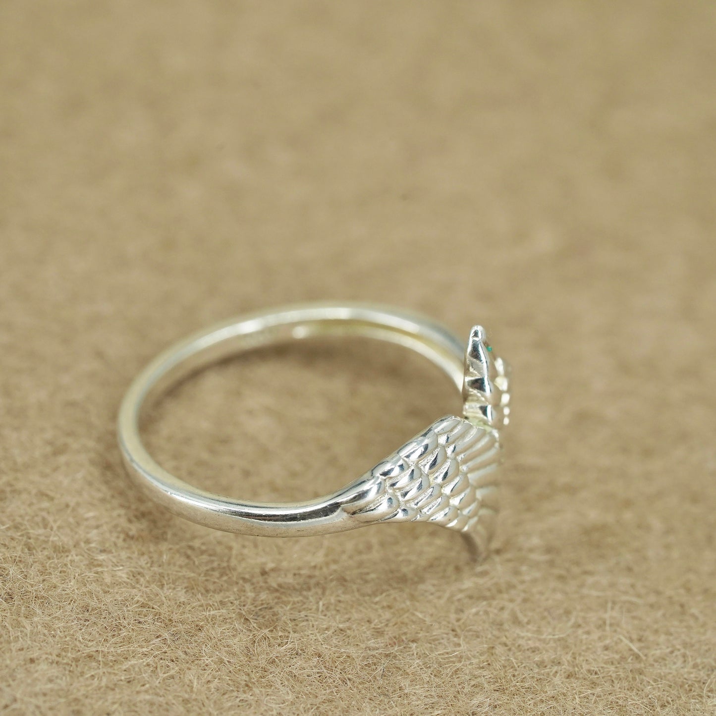 Size 10.5, vintage Sterling 925 silver handmade wings ring