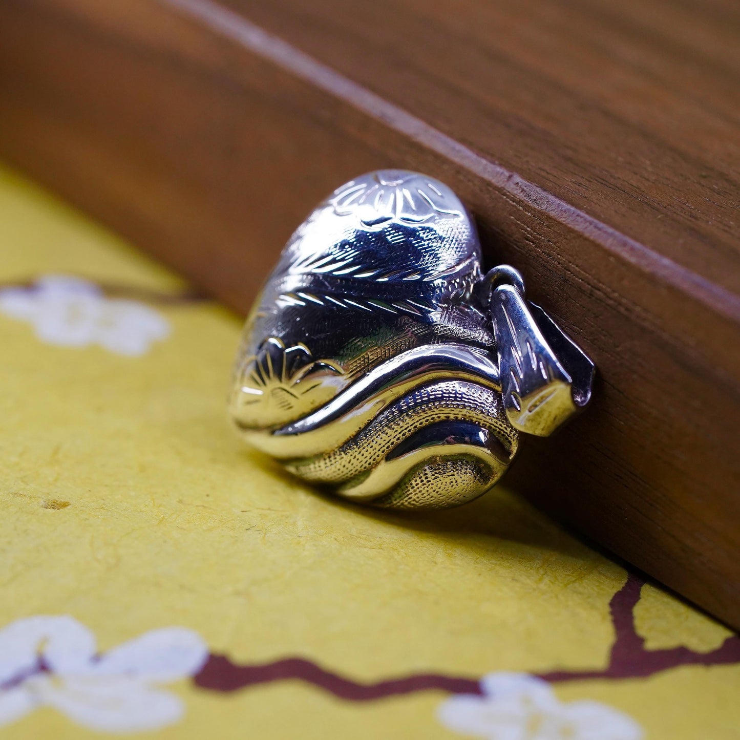 Vintage Sterling silver handmade pendant, puffy 925 textured heart