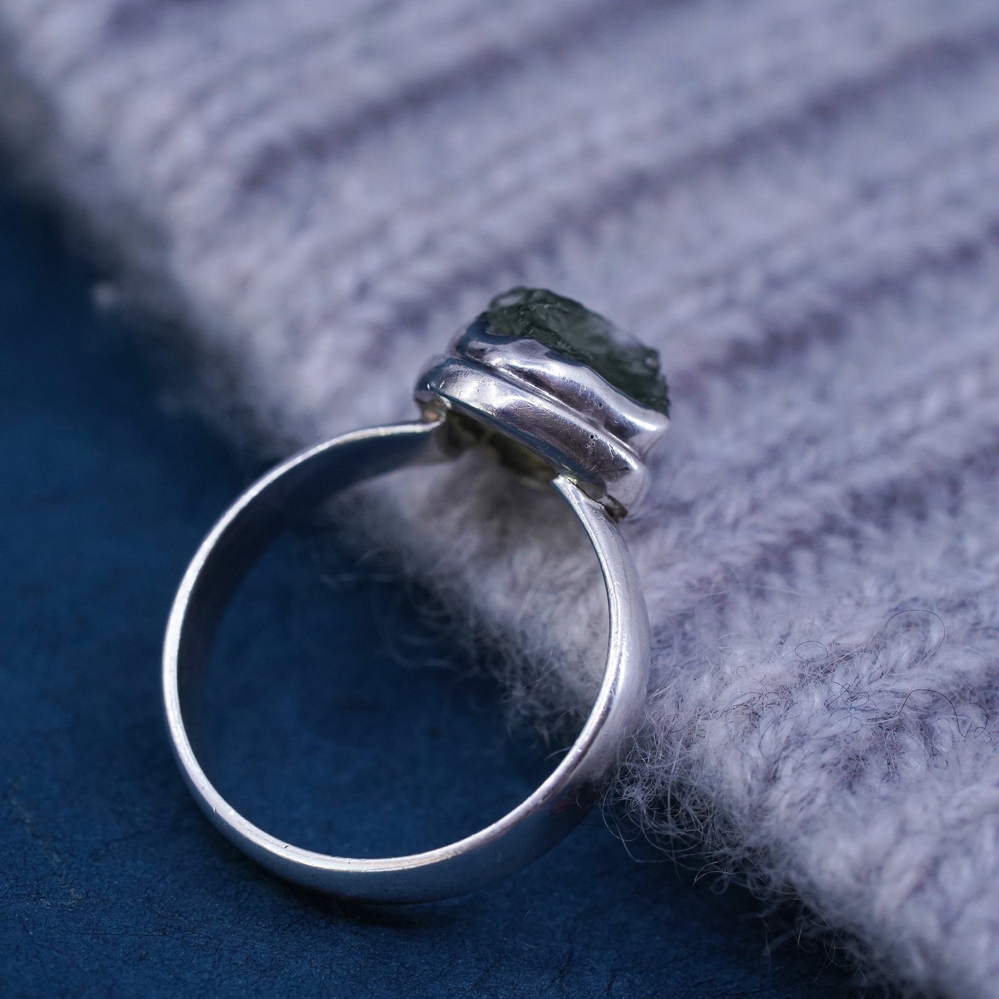 Size 5.25, vintage sterling 925 silver handmade ring with jade