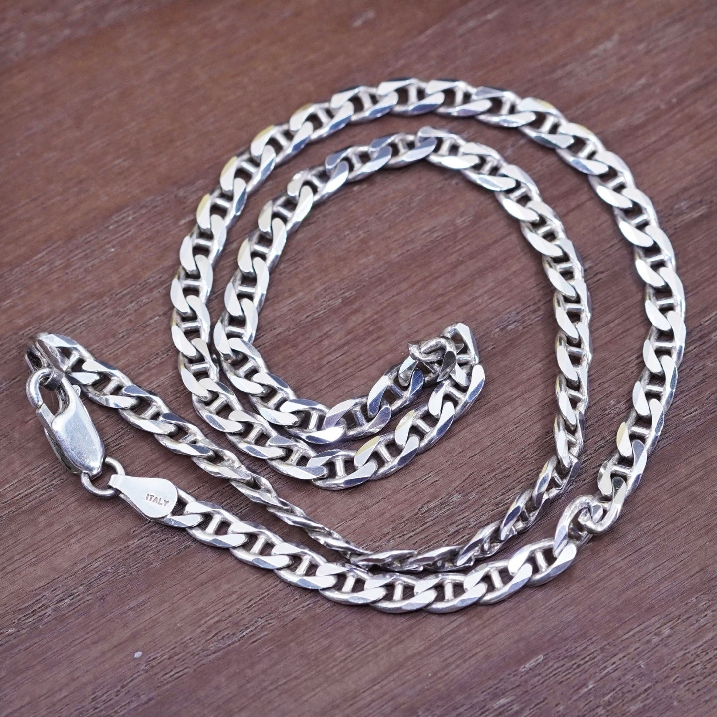 18”, 5mm, Sterling silver anchor chain, Italy 925 necklace
