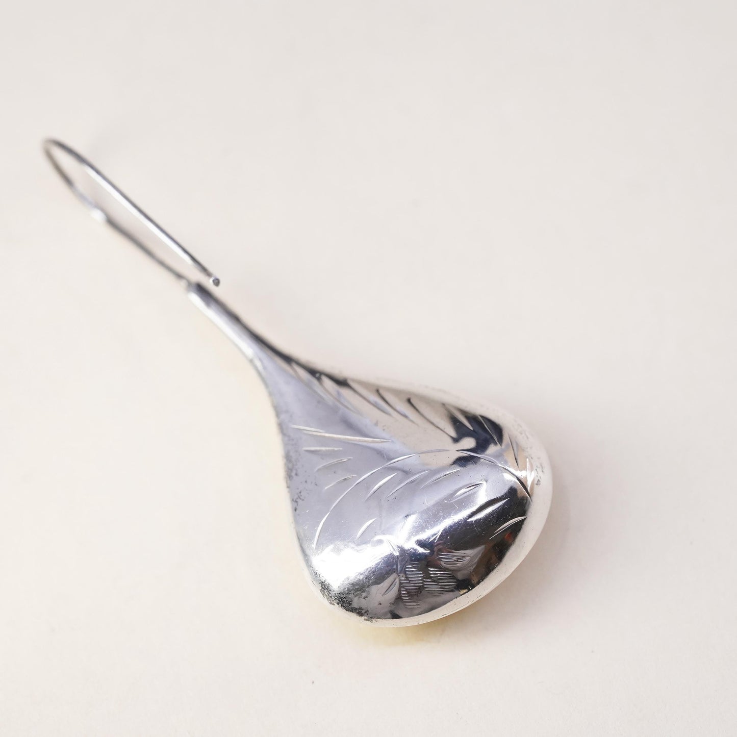 vintage modernist sterling silver 925 handmade single textured teardrop earring