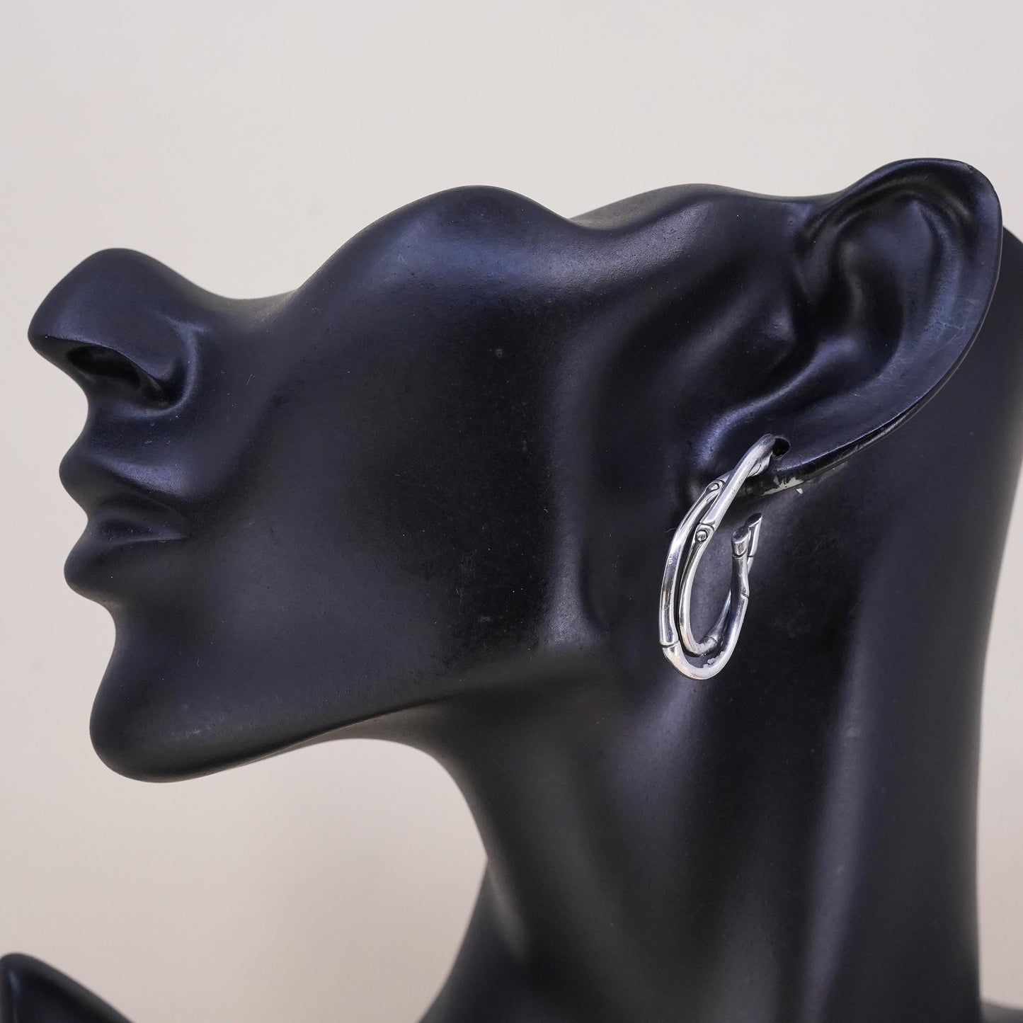 1.5", John Hardy 925 Sterling Silver Single Bamboo entwinted Earring