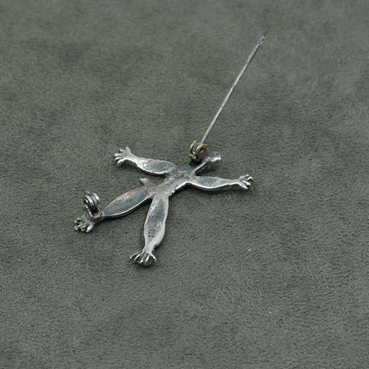 Vintage handmade sterling 925 silver scarecrow brooch