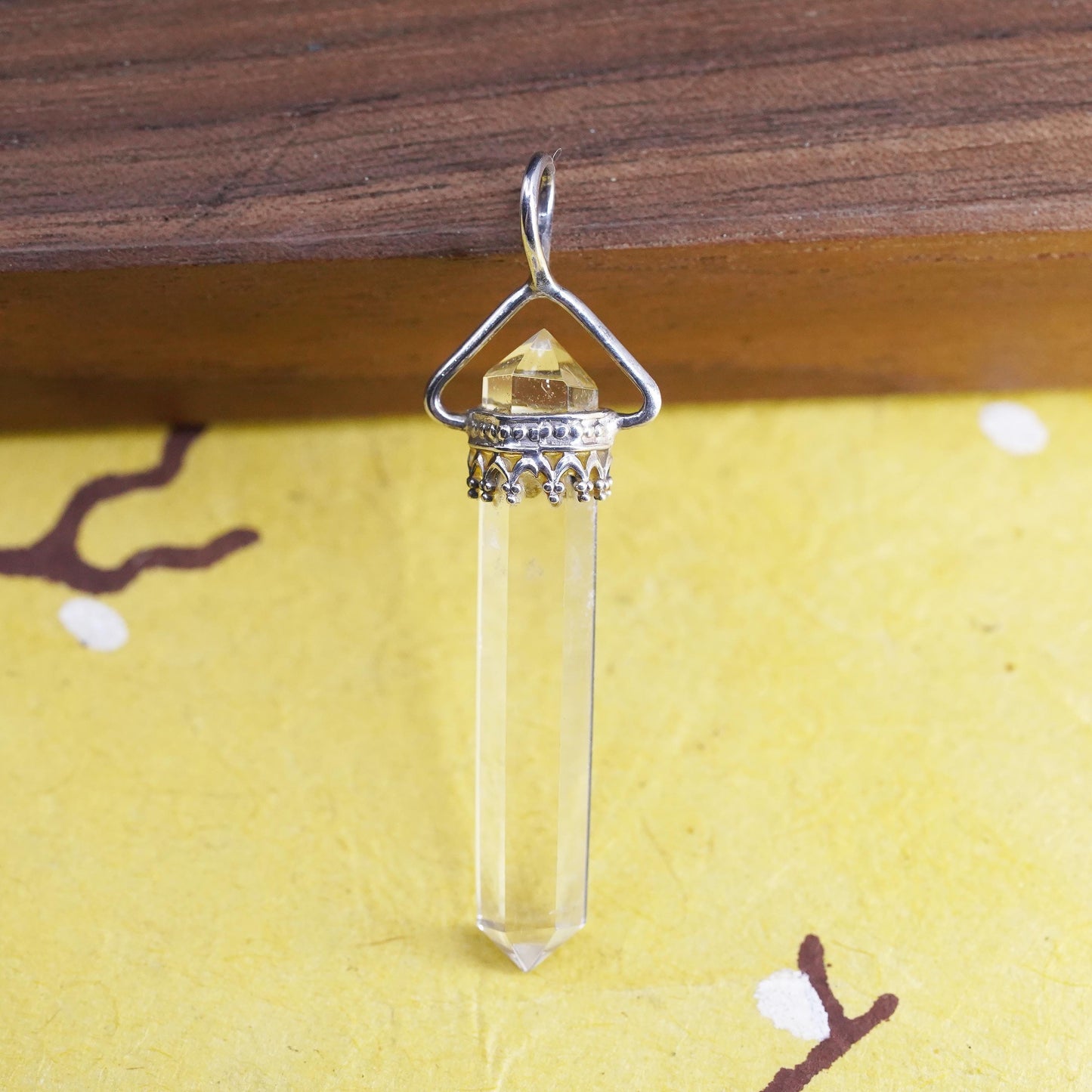 Vintage sterling 925 silver handmade healing crystal pendant