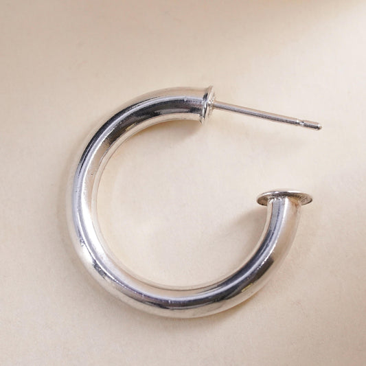 0.75", Vintage sterling silver single earring, minimalist primitive hoop stud