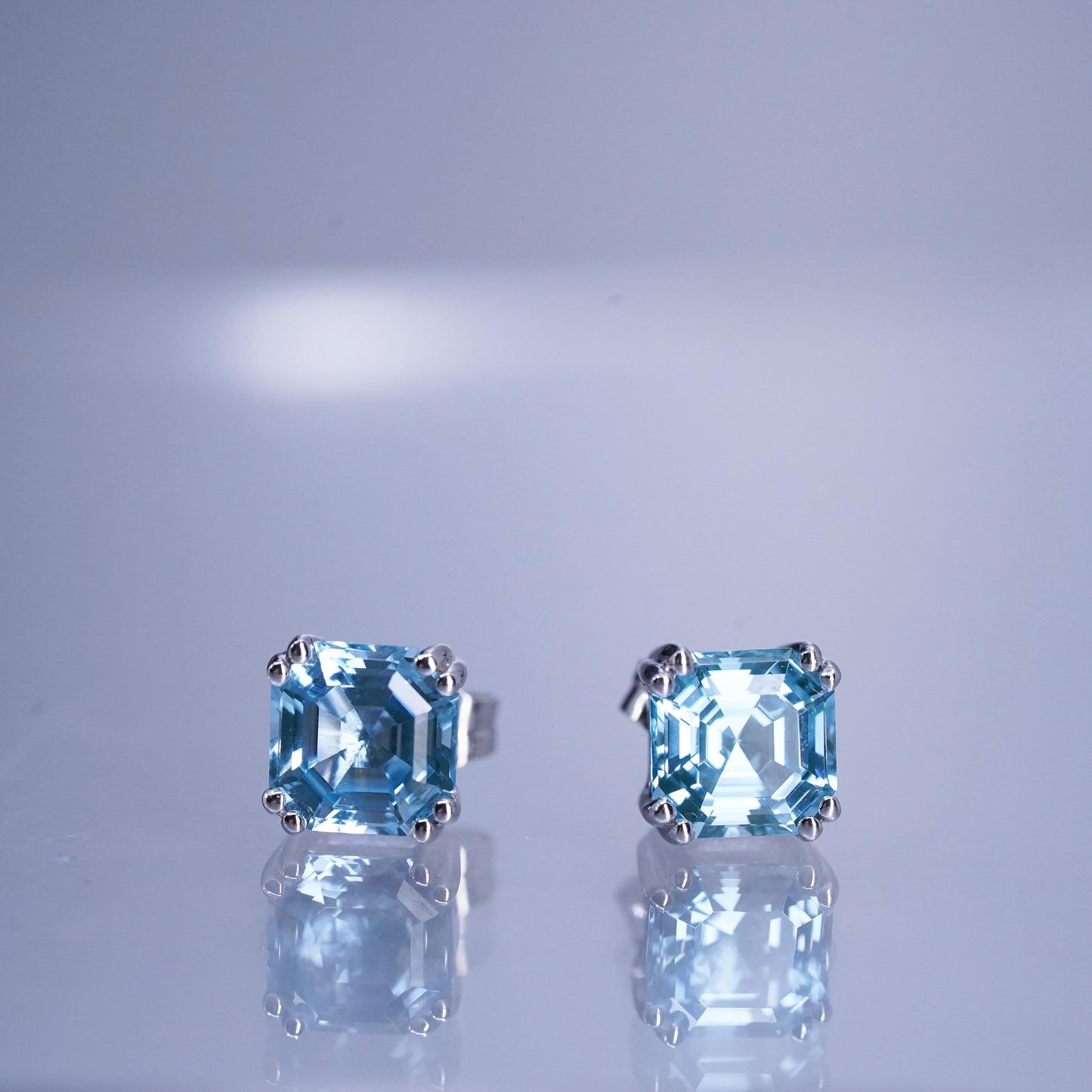 Vintage Sterling 925 silver earrings, studs with square topaz inlay