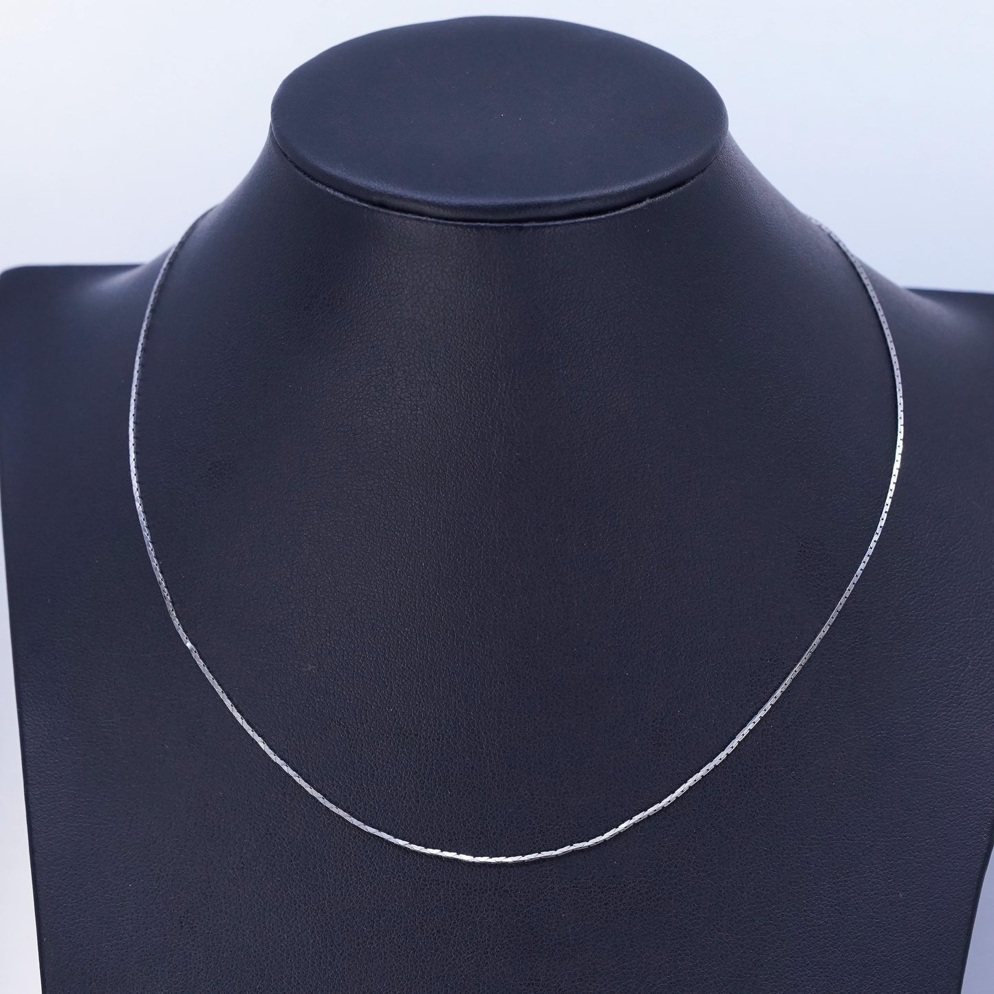 16” 1mm, vintage Sterling 925 silver square snake chain necklace