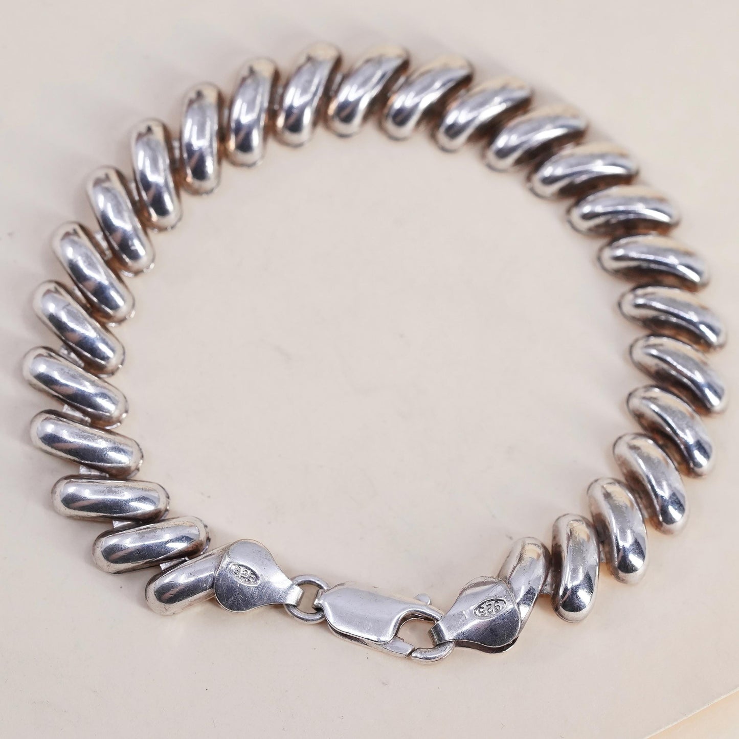 6.75” 11mm, Vintage Italian Made Bold Sterling Silver San Marco chain bracelet