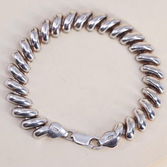 6.75” 11mm, Vintage Italian Made Bold Sterling Silver San Marco chain bracelet