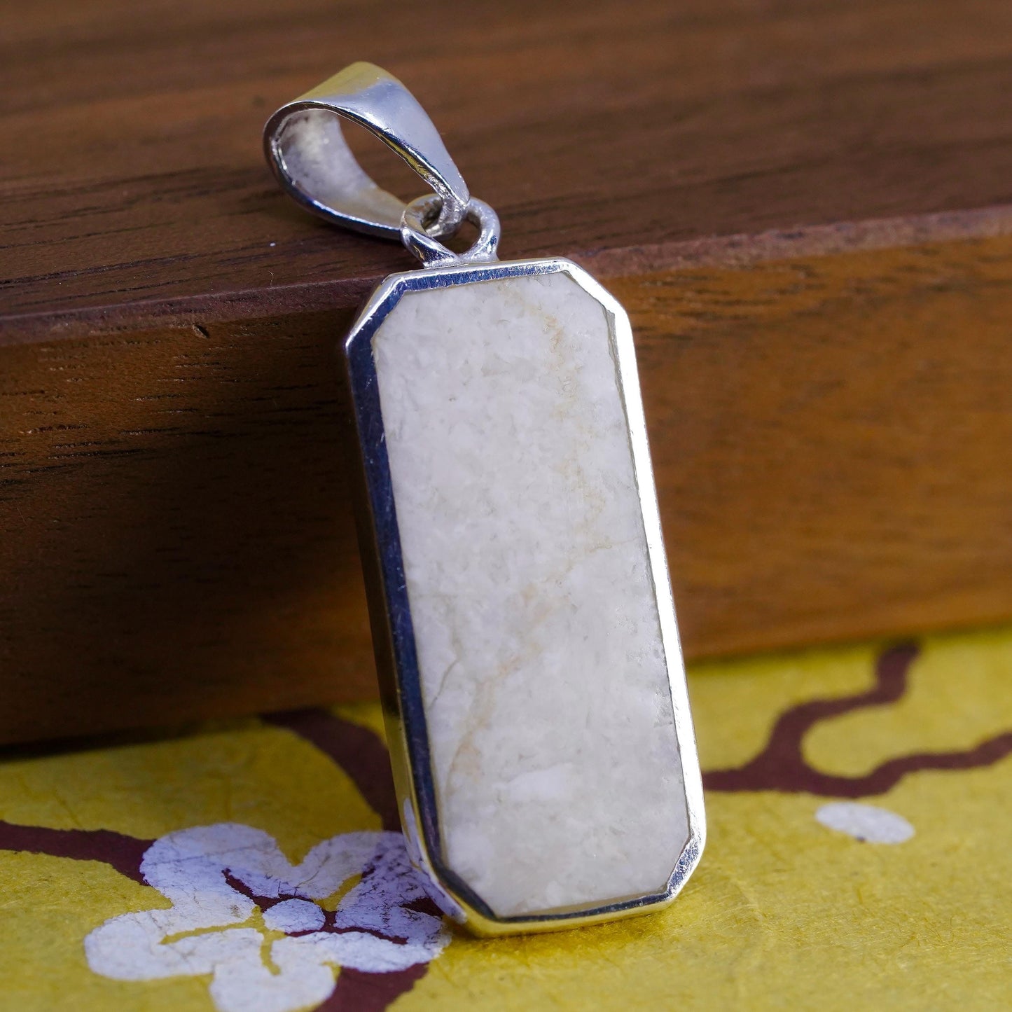 Vintage Sterling silver handmade pendant with howlite inlay