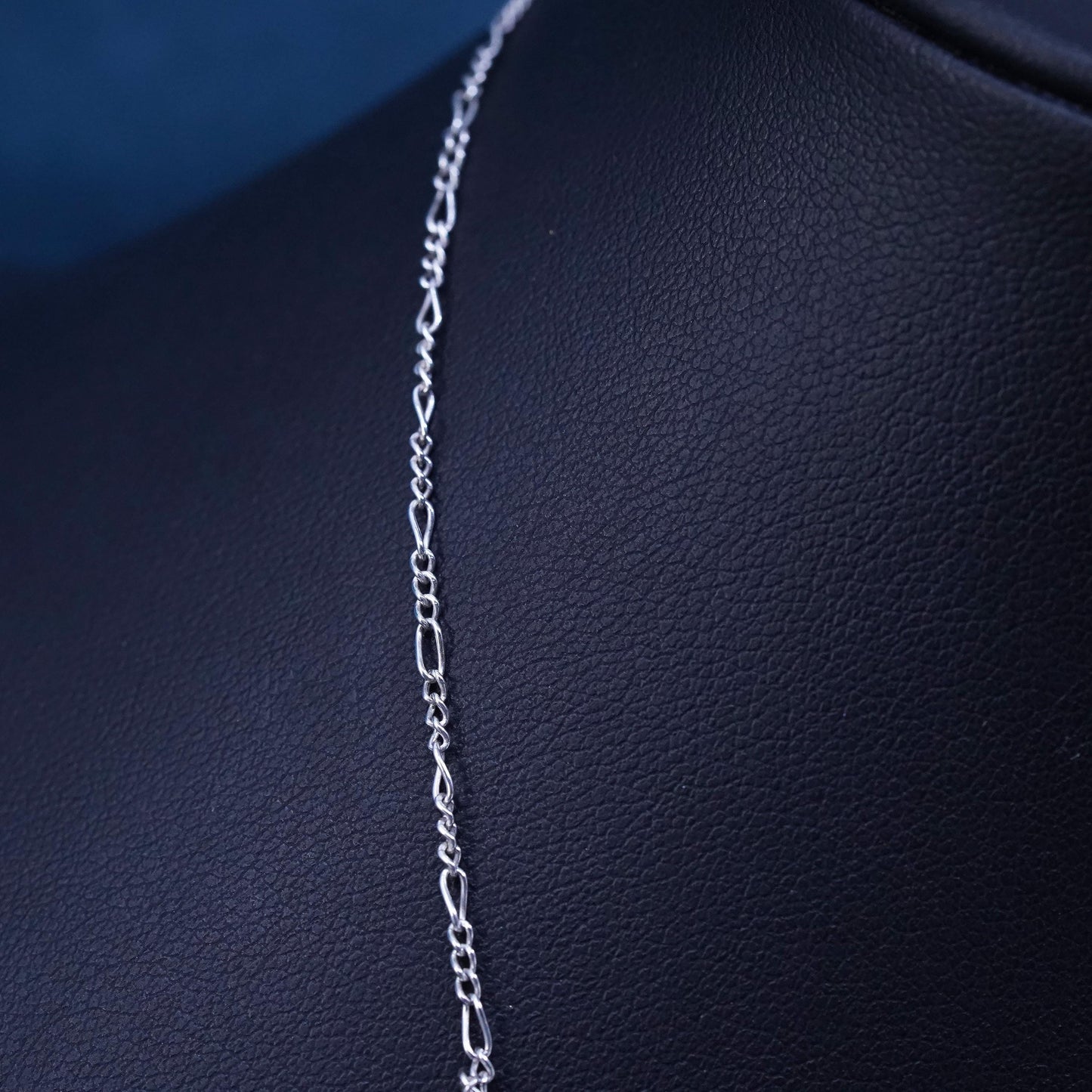 18”, 2mm, vintage Sterling silver handmade necklace, 925 Figaro chain
