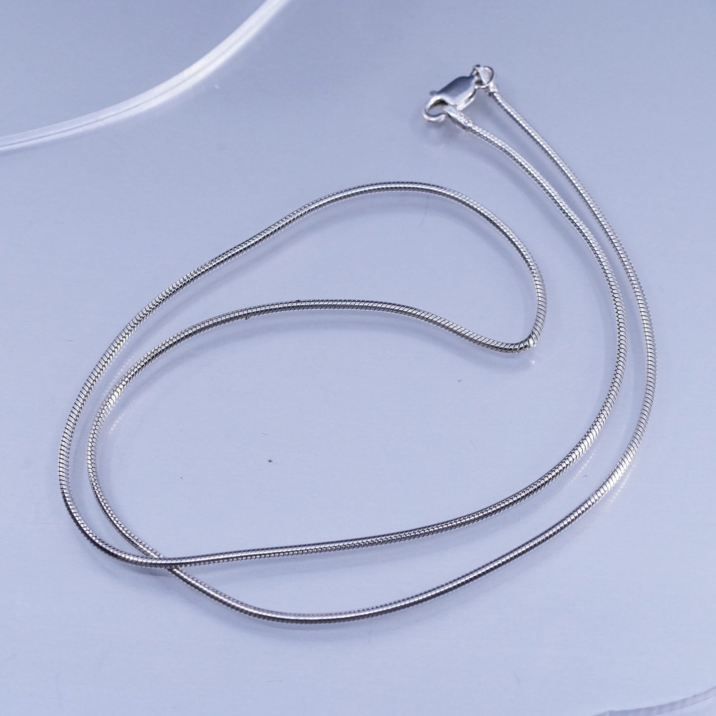 20” 1mm, vintage Italy Sterling 925 silver snake chain necklace