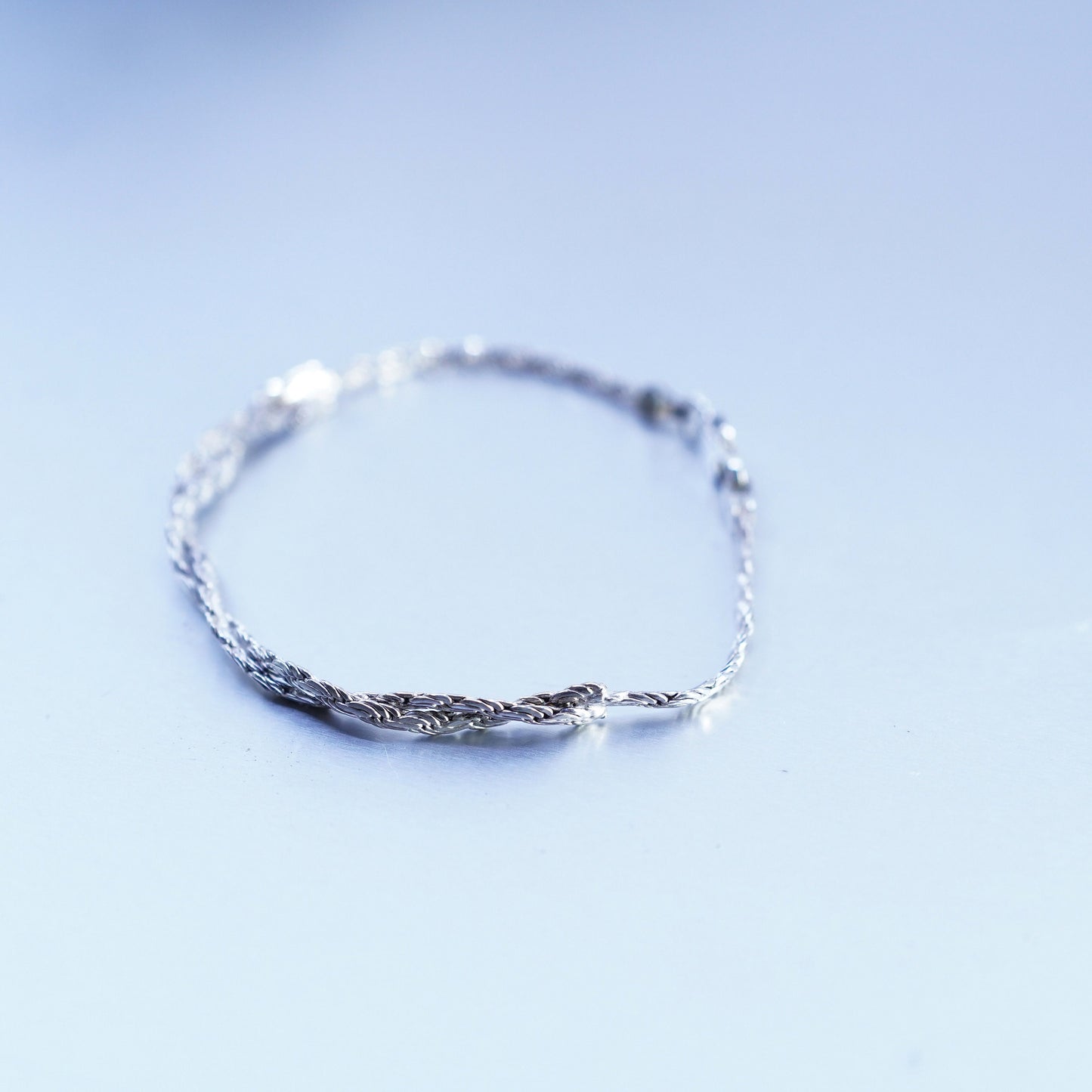6.5”, Vintage Italy Sterling 925 silver handmade bracelet, twisted curb chain