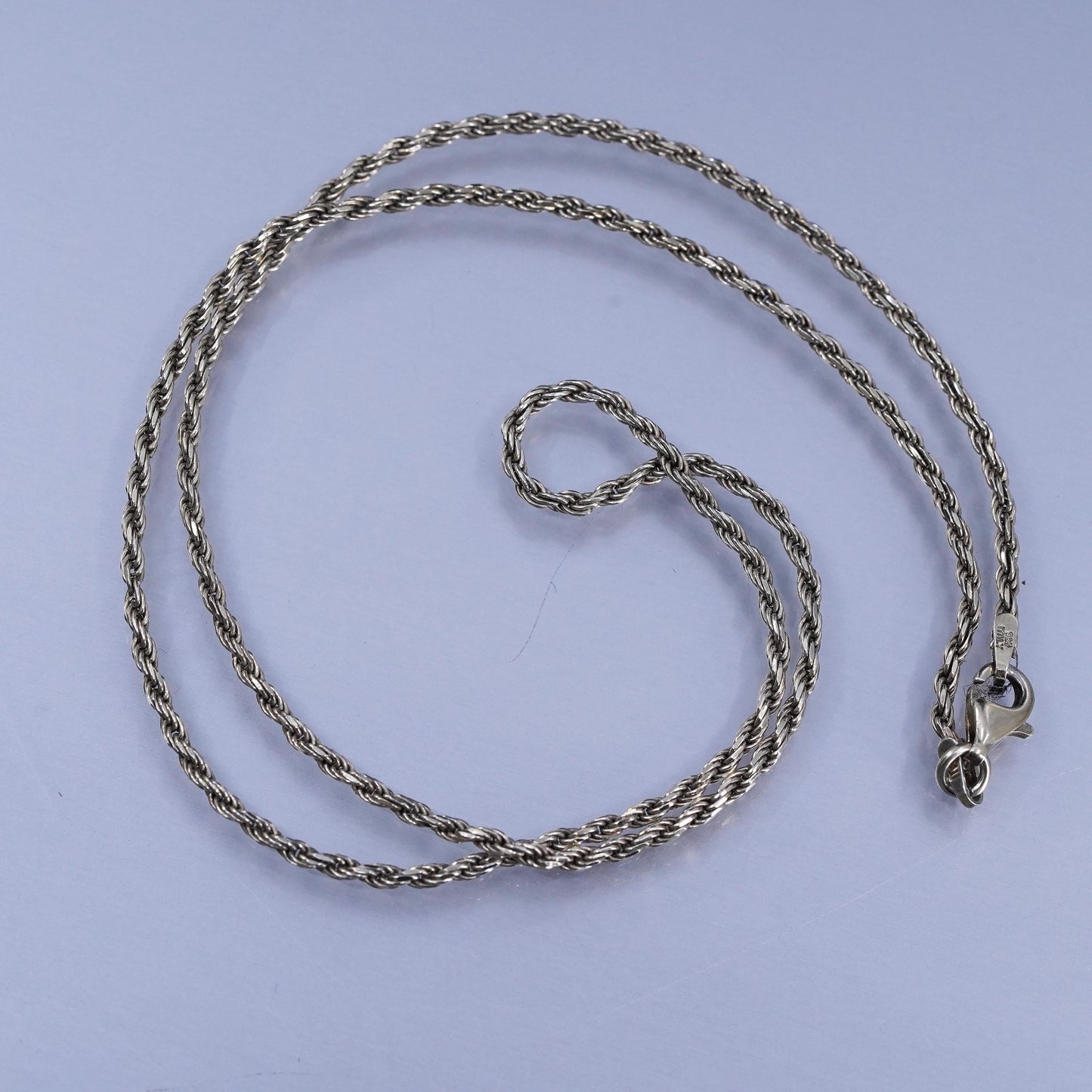 18” 2mm, vintage Italian vermeil gold over Sterling 925 silver rope chain necklace