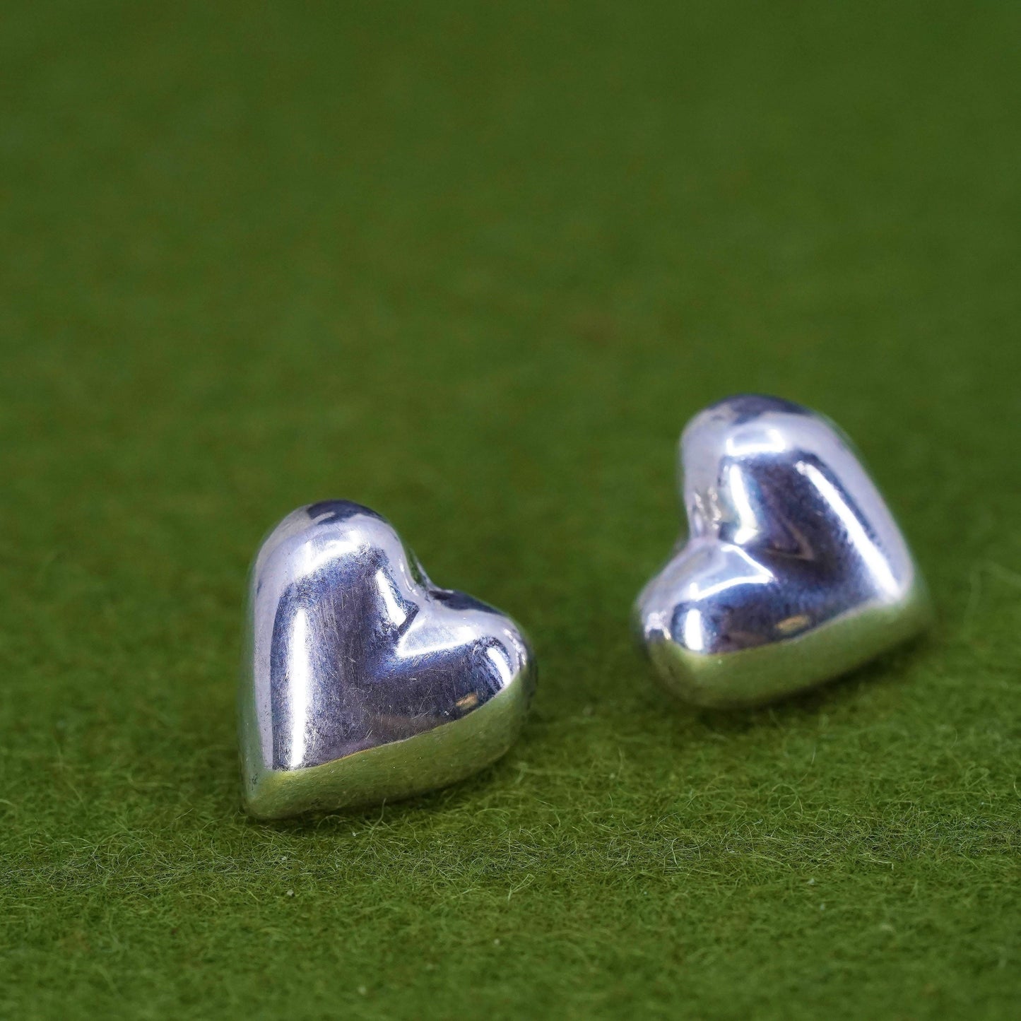 Vintage Mexican Sterling silver handmade earrings, 925 heart studs