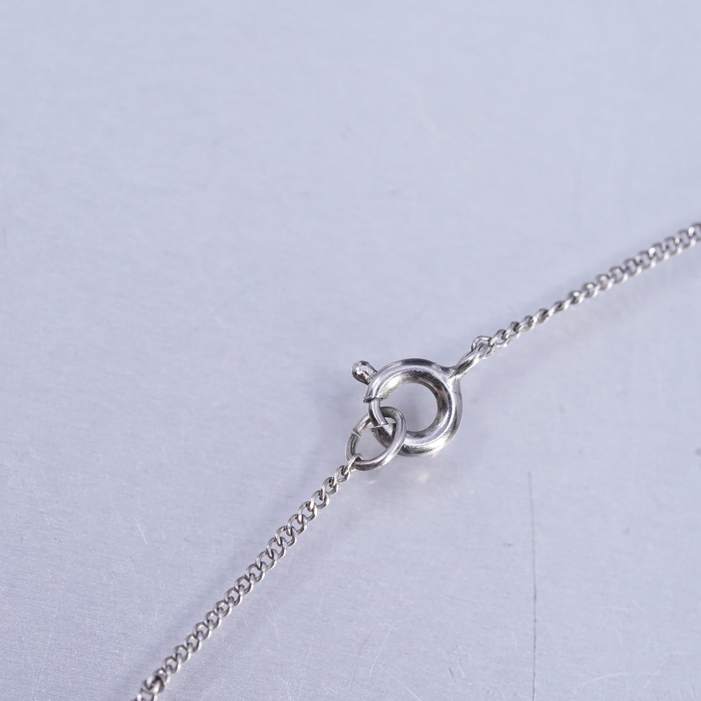 15", vintage Sterling 925 silver handmade curb necklace Celtic sprial pendant