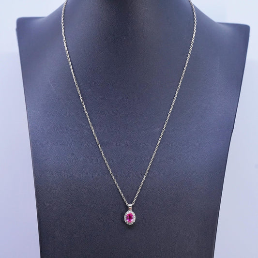 18", Stauer vermeil yellow gold Sterling 925 silver rope necklace ruby pendant