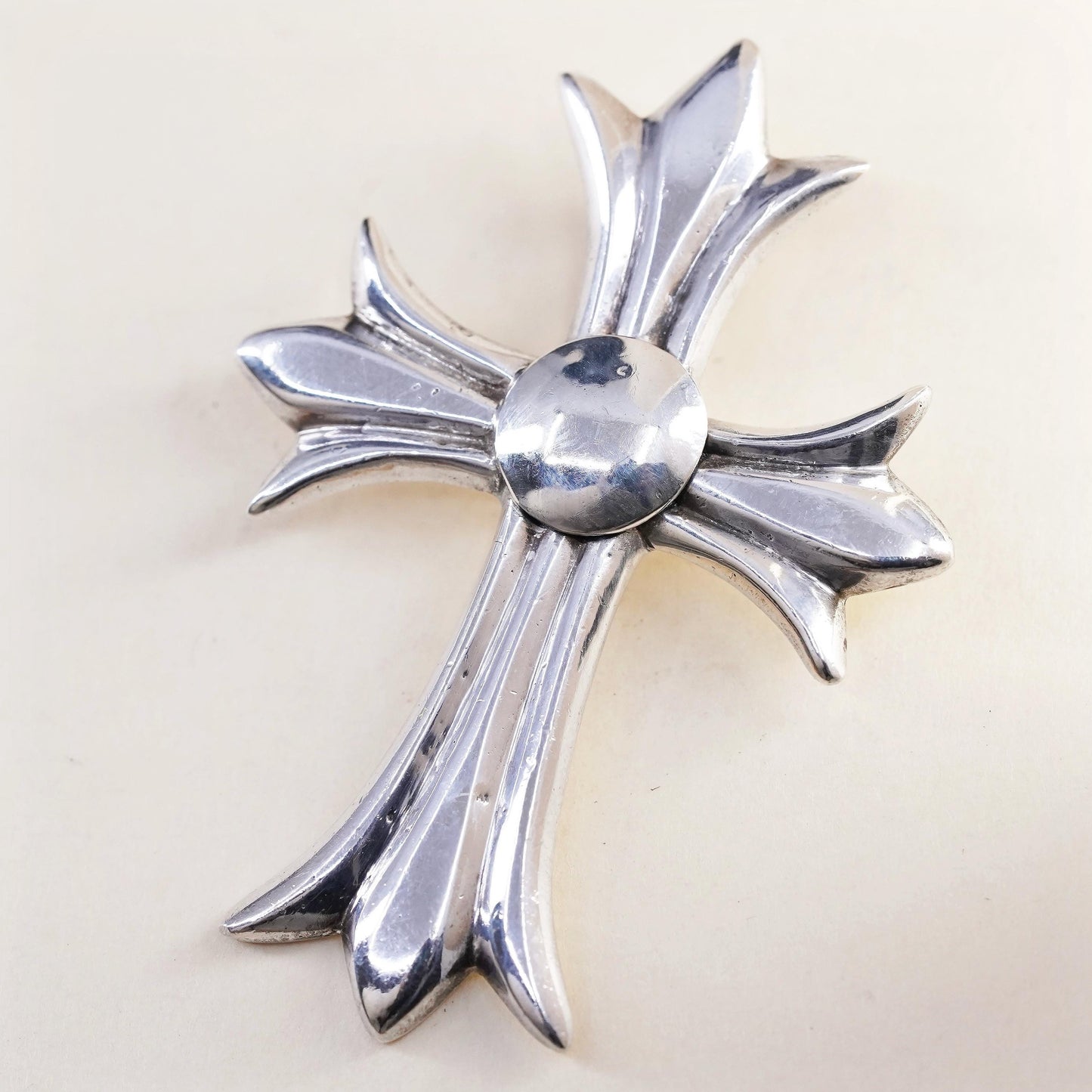 Vintage Irish sterling silver handmade pendant, huge 925 cross