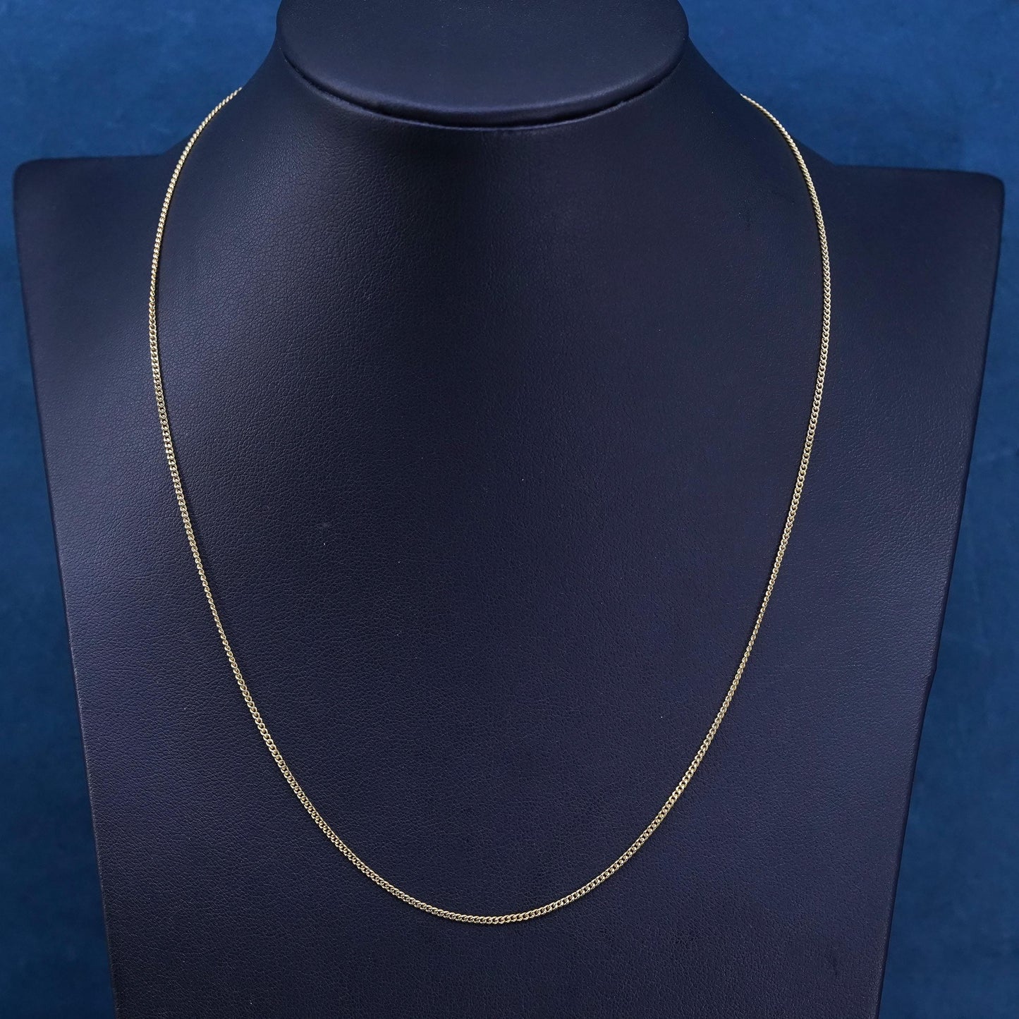 18", 2mm, Vermeil Gold over Sterling silver handmade necklace, 925 curb chain