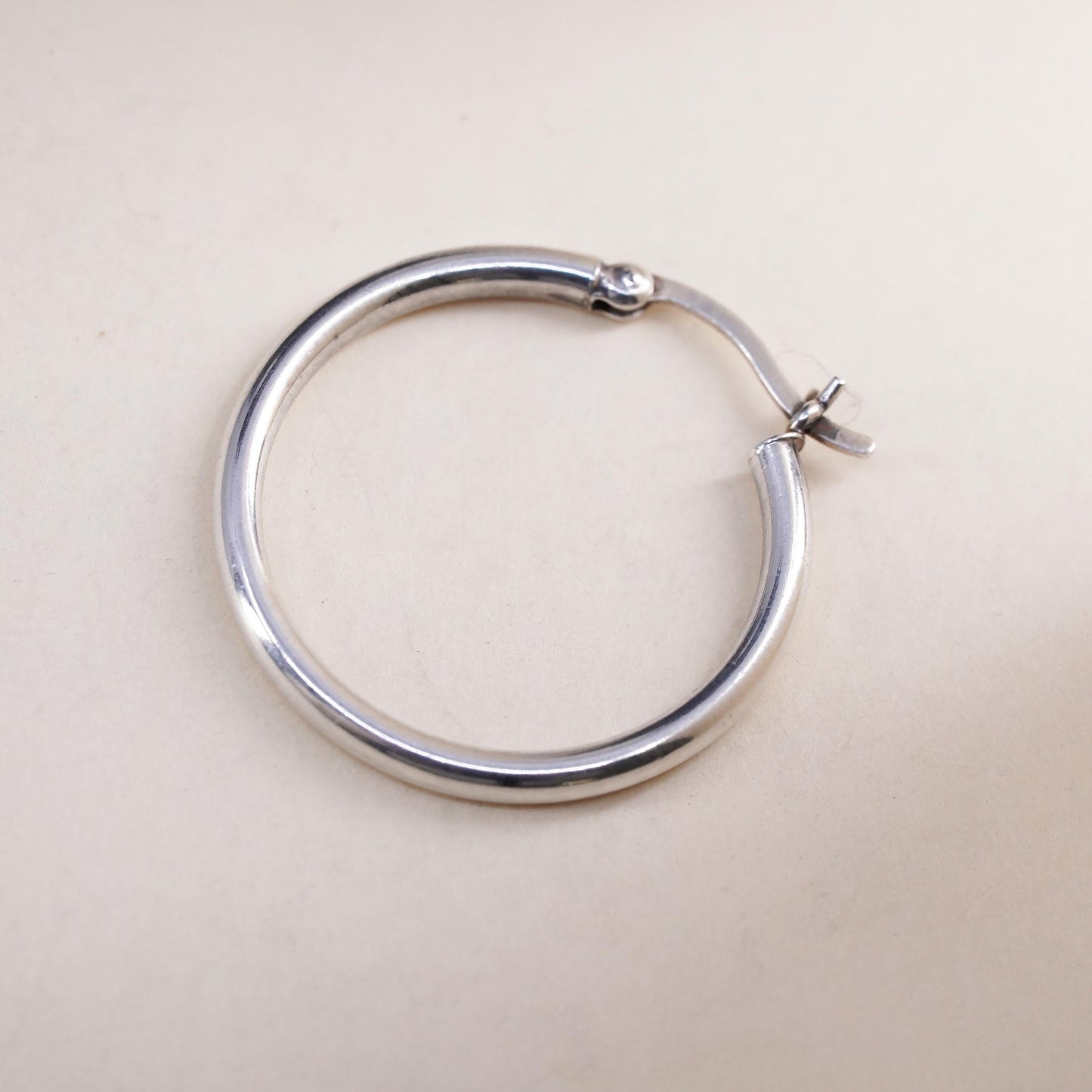 1”, Vintage sterling silver loop single earring, minimalist primitive hoop