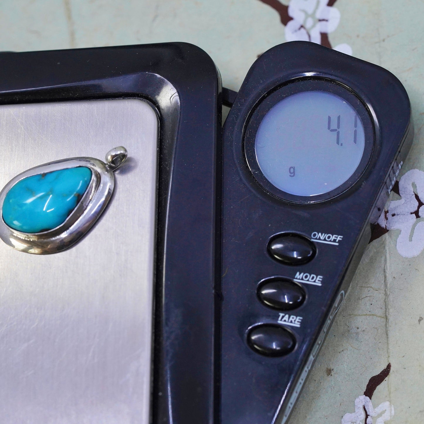 Native American Navajo JRD Sterling 925 silver handmade pendant with turquoise
