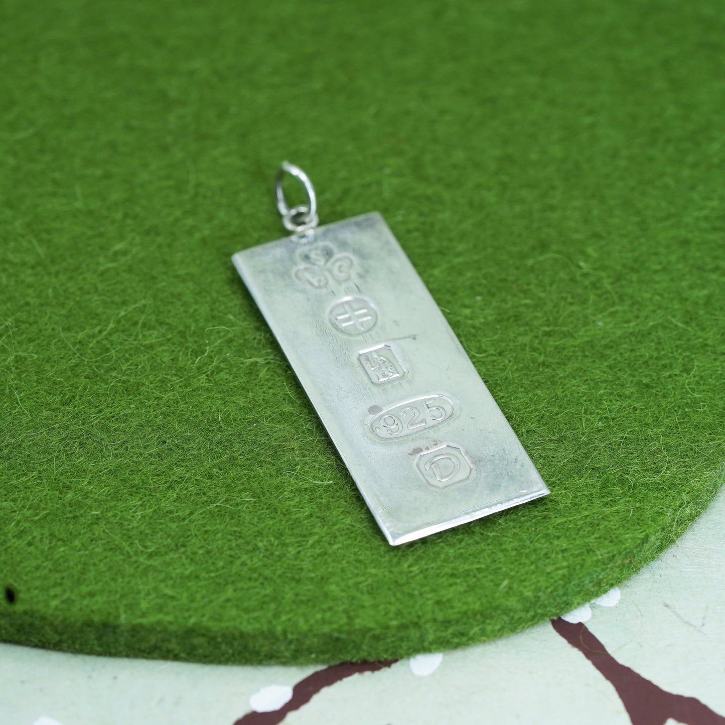 vintage Irish sterling silver 925 handmade tag pendant carved lines