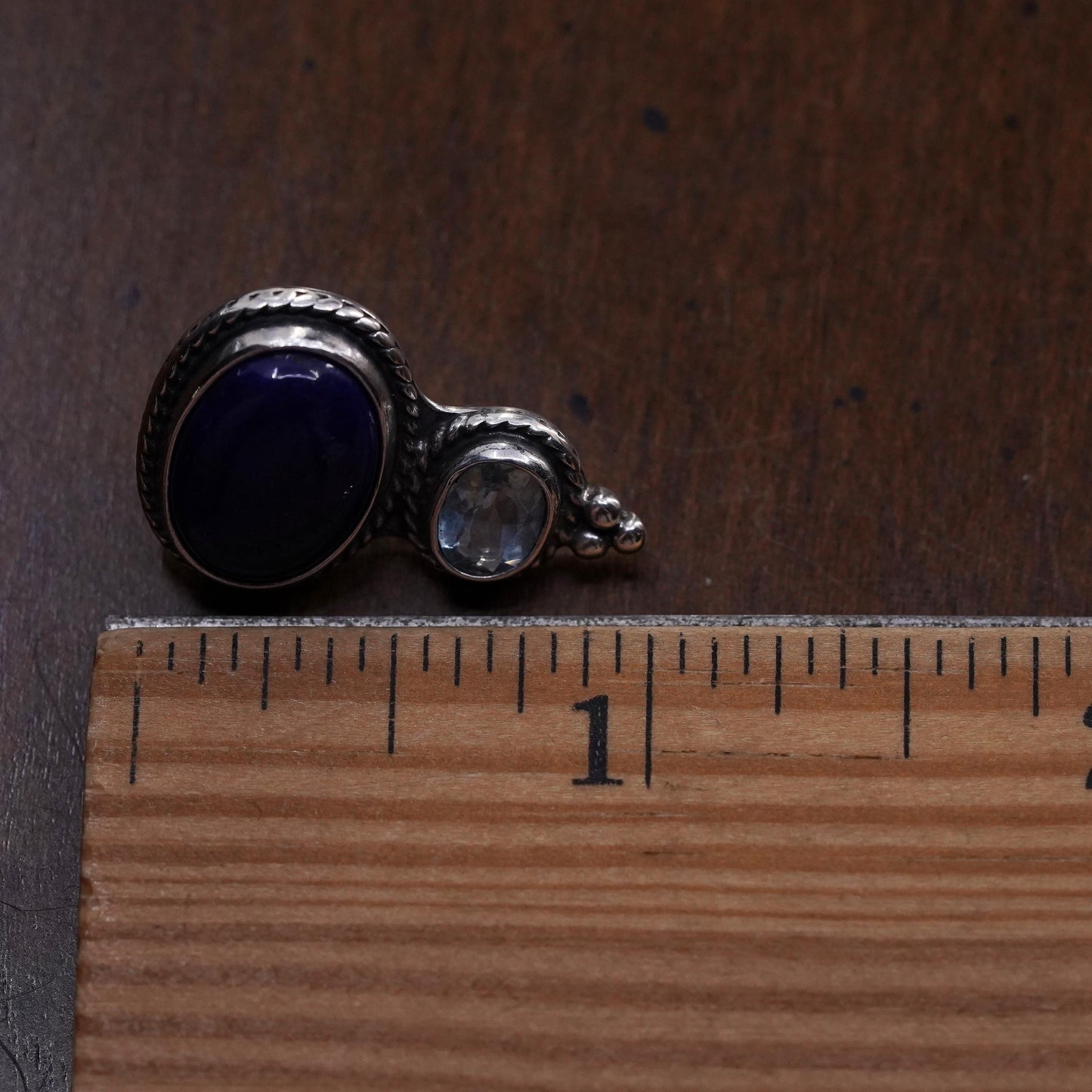 Native American Shube single earring. Navajo Sterling 925 silver stud lapis