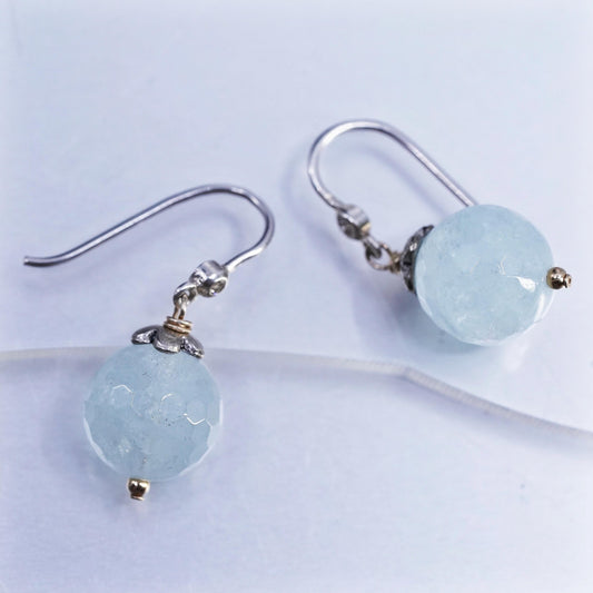 Vintage Sterling 925 silver handmade earrings with chalcedony beads