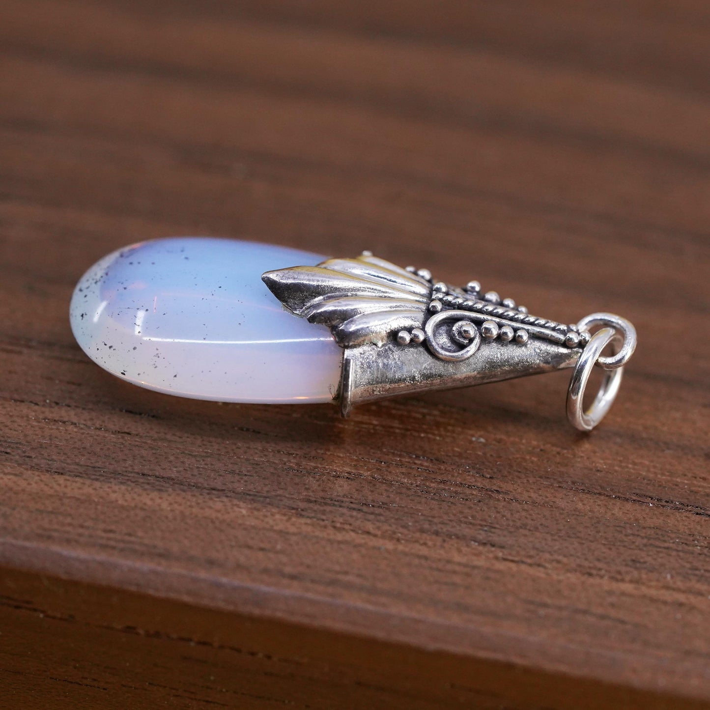 Vintage Sterling Silver Handmade Pendant, 925 silver teardrop moonstone