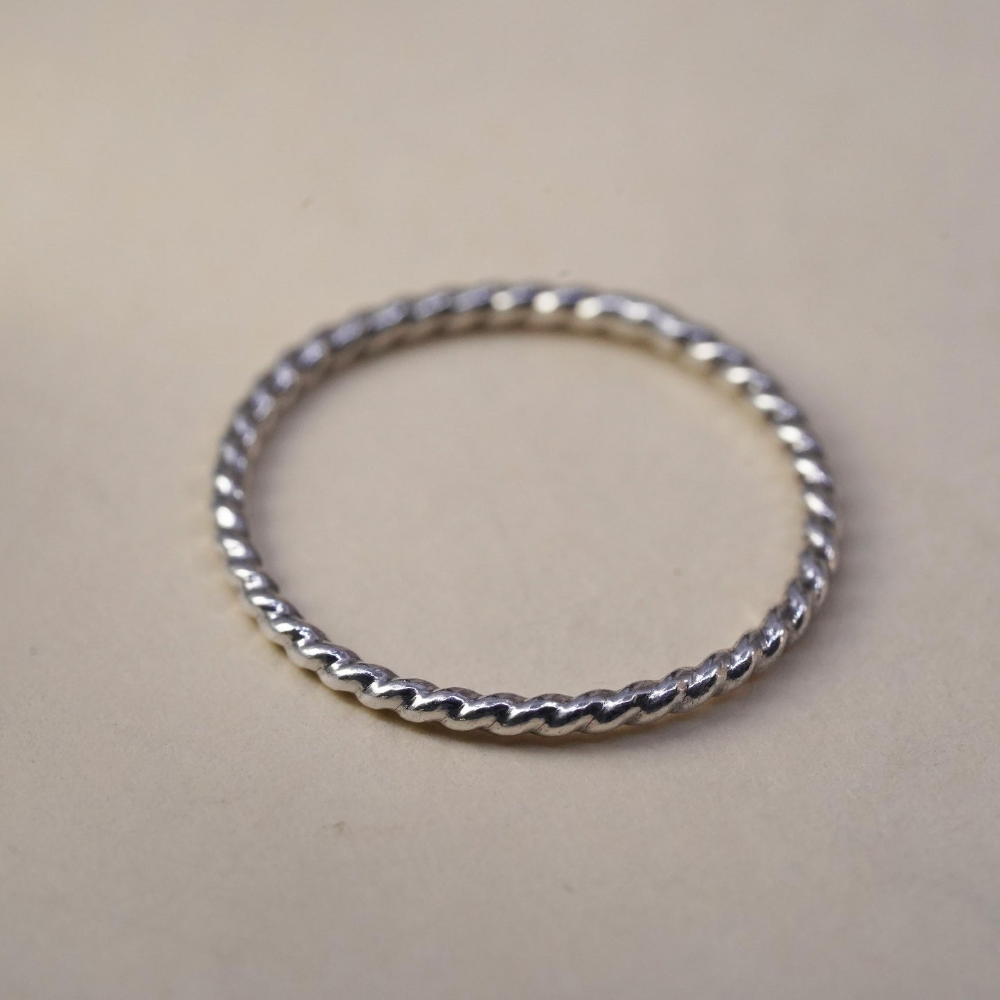 Size 6, vintage sterling silver handmade ring, 925 thin stackable band