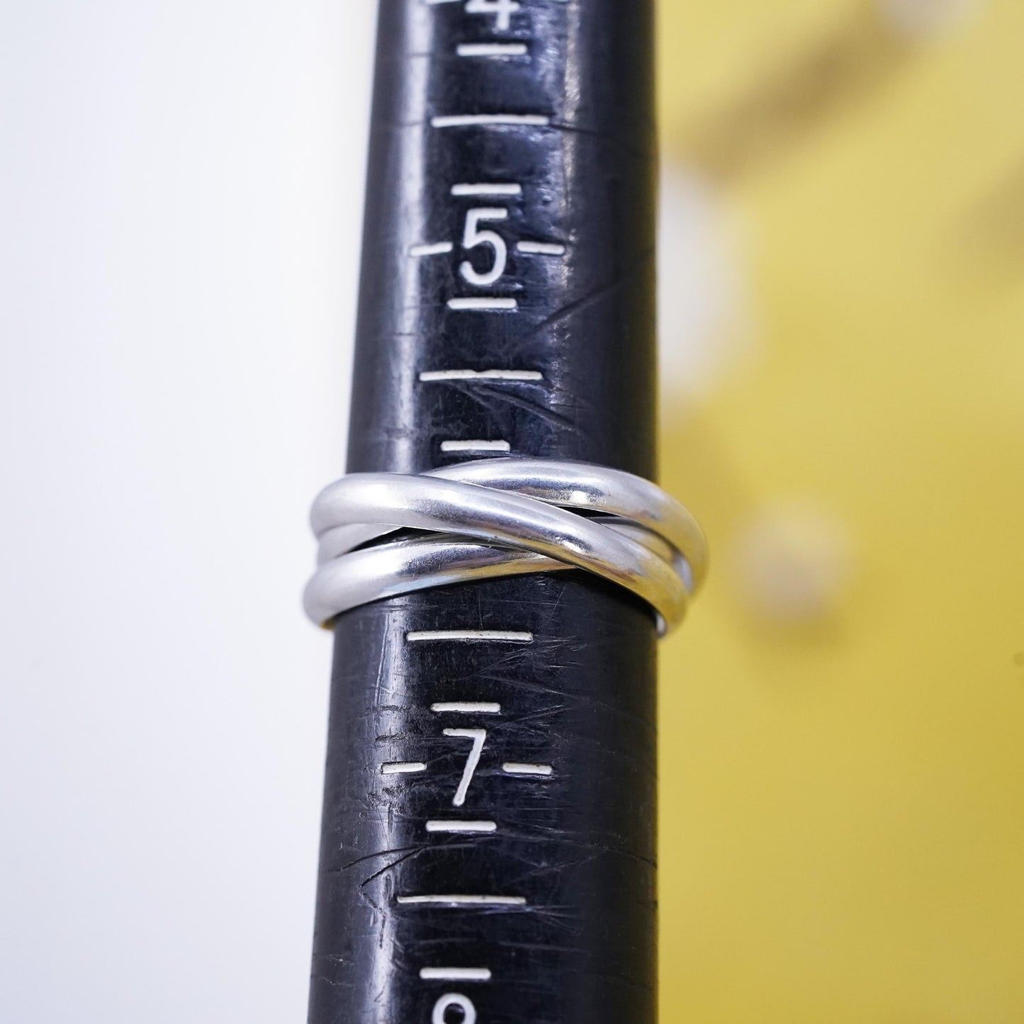 size 6, vintage Sterling silver handmade ring, 925 entwined band