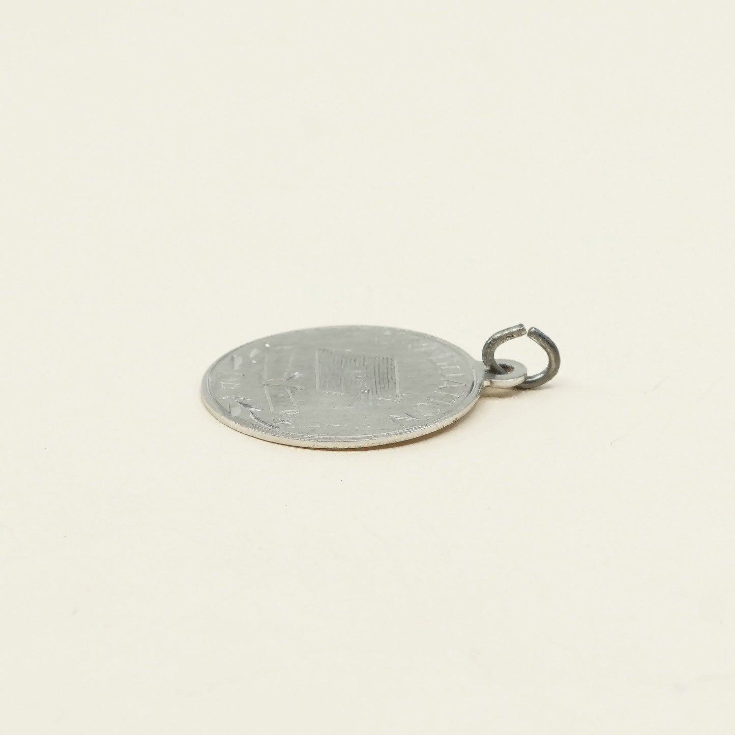 vtg sterling silver graduation pendant, 925 silver circle tag charm