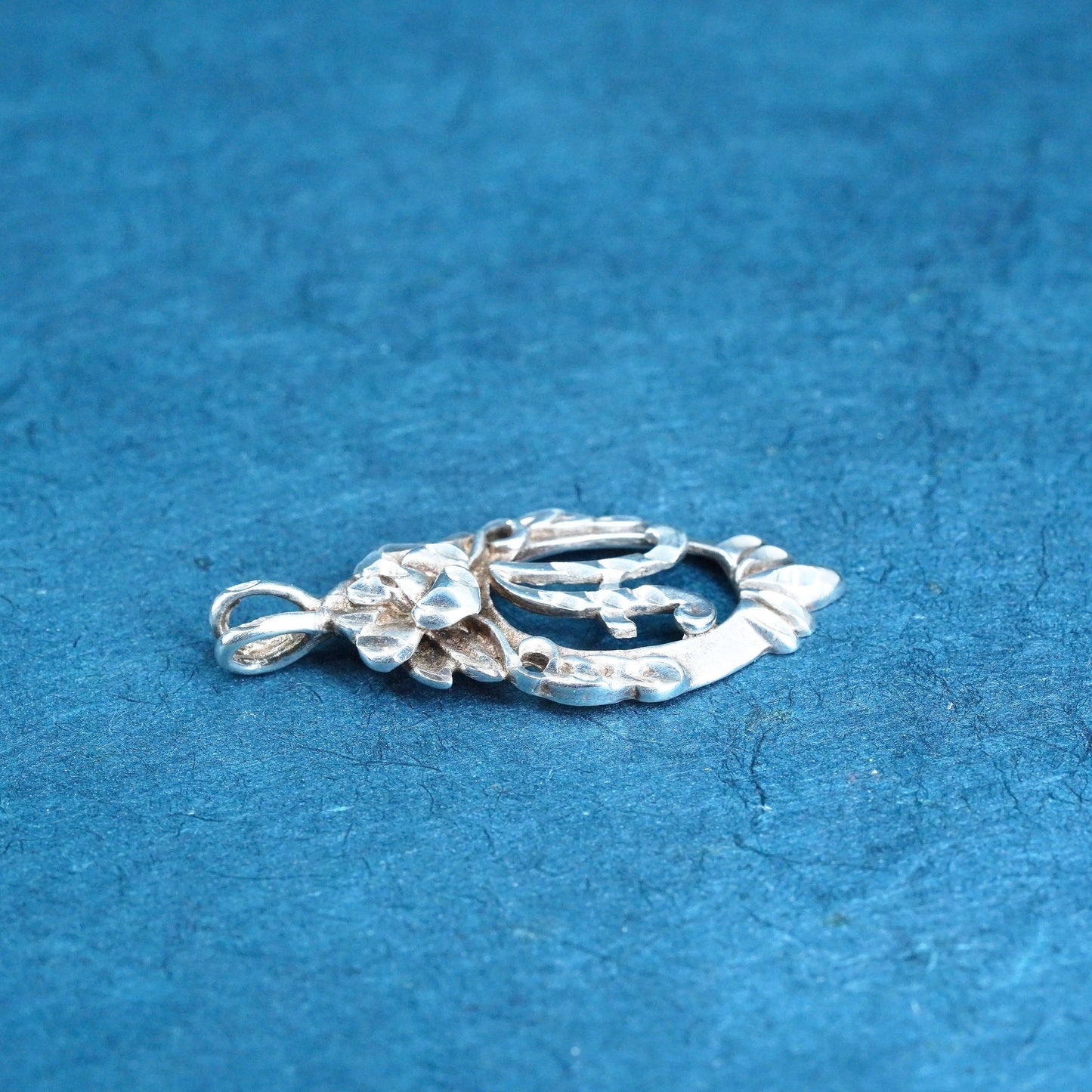 Vintage sterling silver handmade pendant, 925 charm, letter "A"