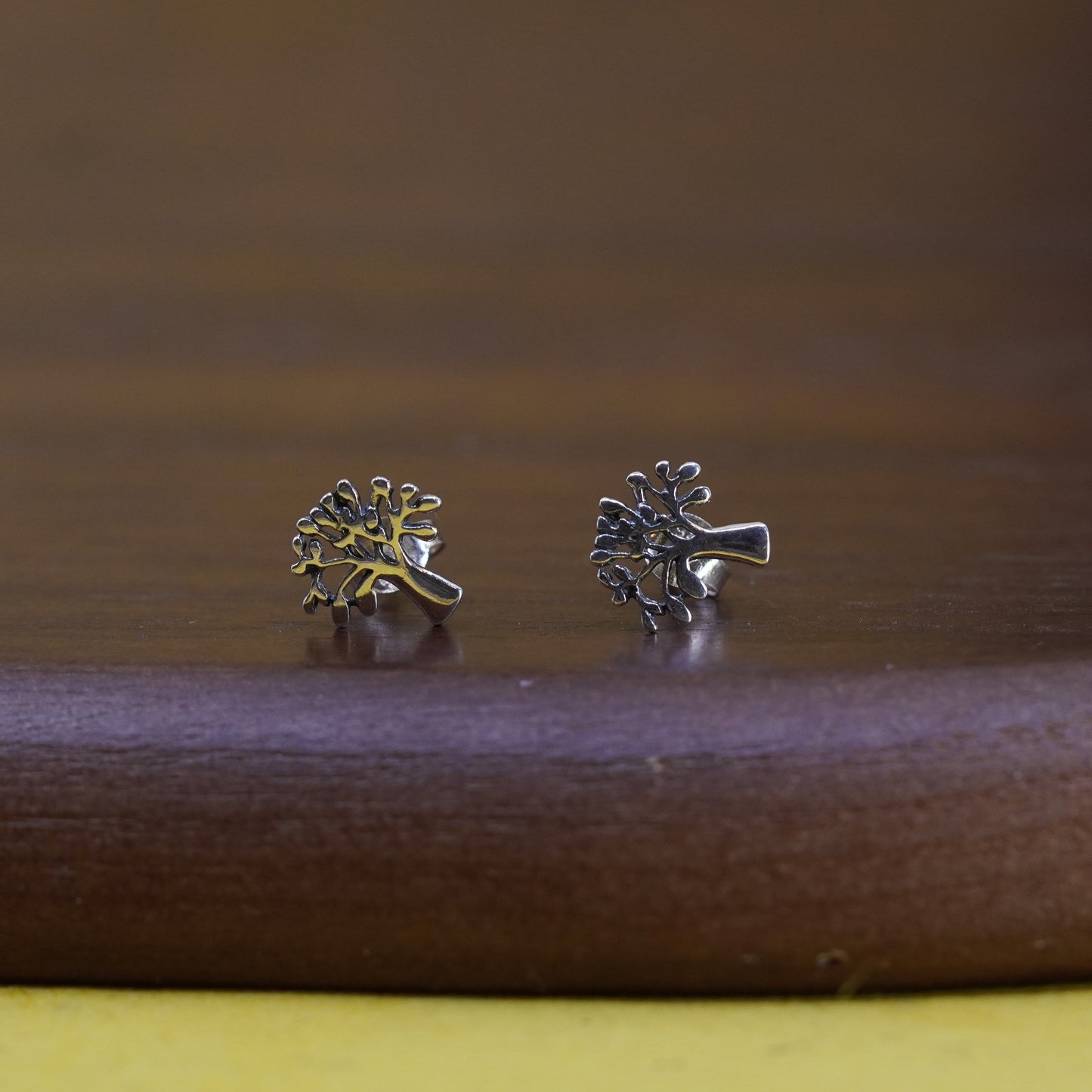 Vintage Sterling silver handmade earrings, 925 tree studs