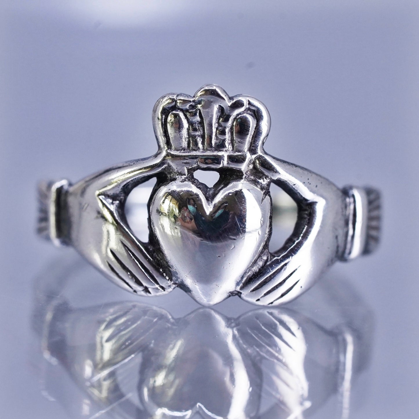 Size 6.25, Irish Claddagh friendship Sterling 925 silver ring, heart band