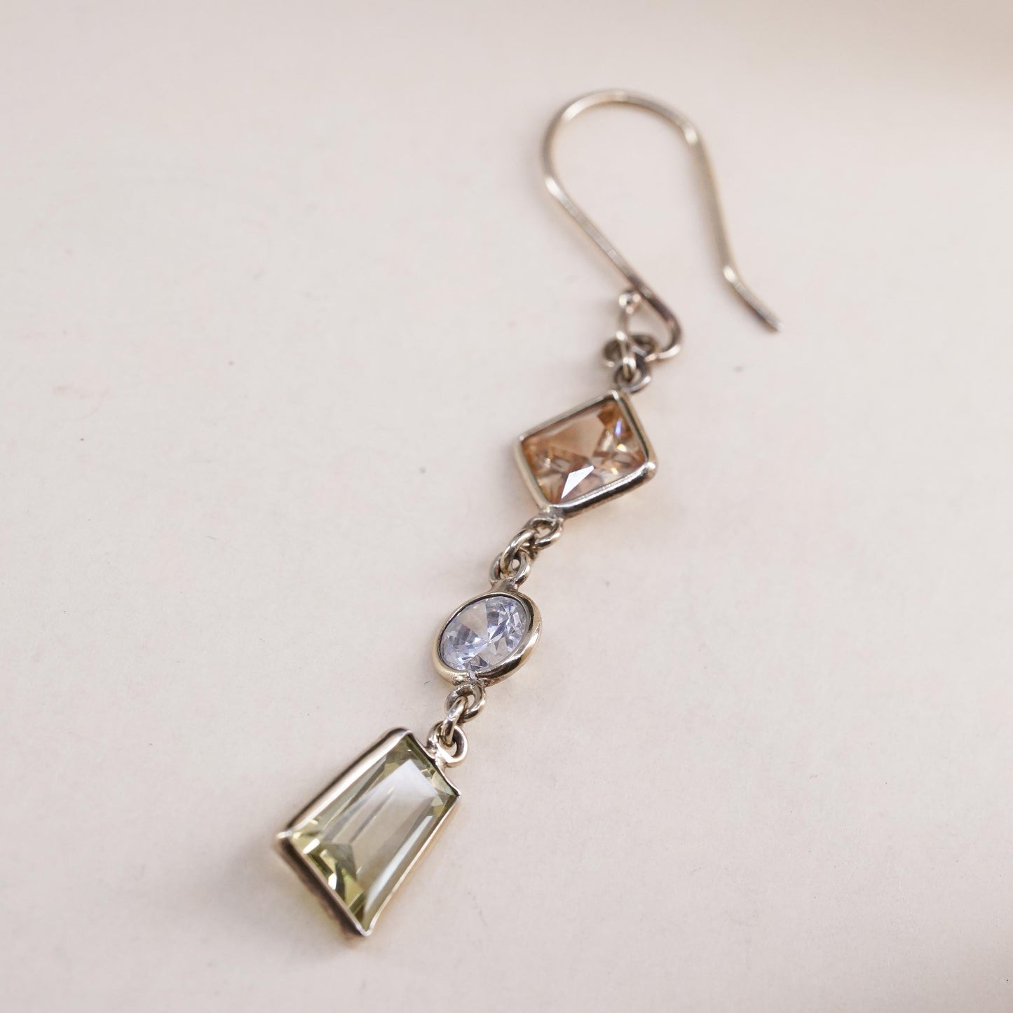 vintage vermeil gold over sterling silver 925 handmade single crystal earring