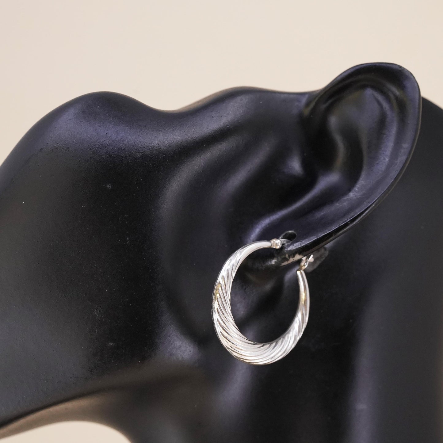 1", Vintage sterling silver loop single earring, fashion primitive twisted hoop
