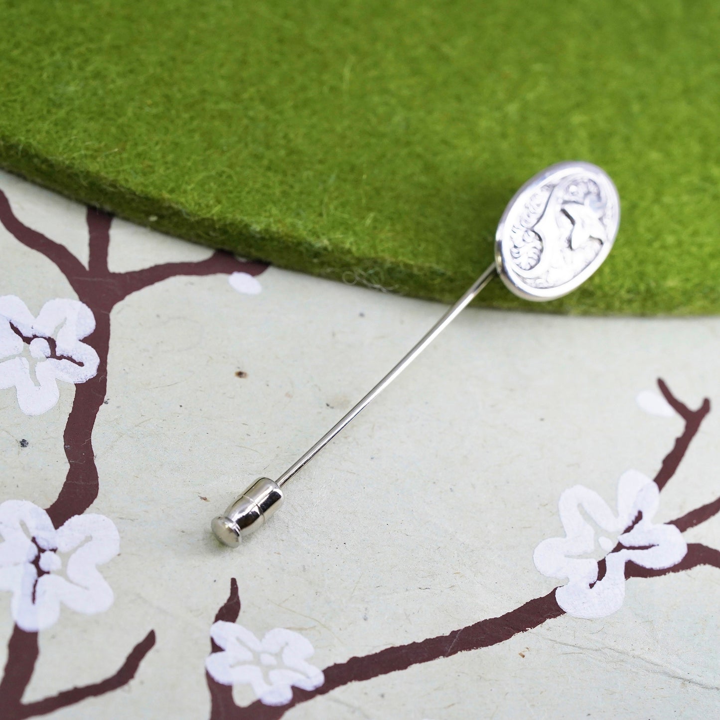 Vintage sterling 925 silver handmade flower pin