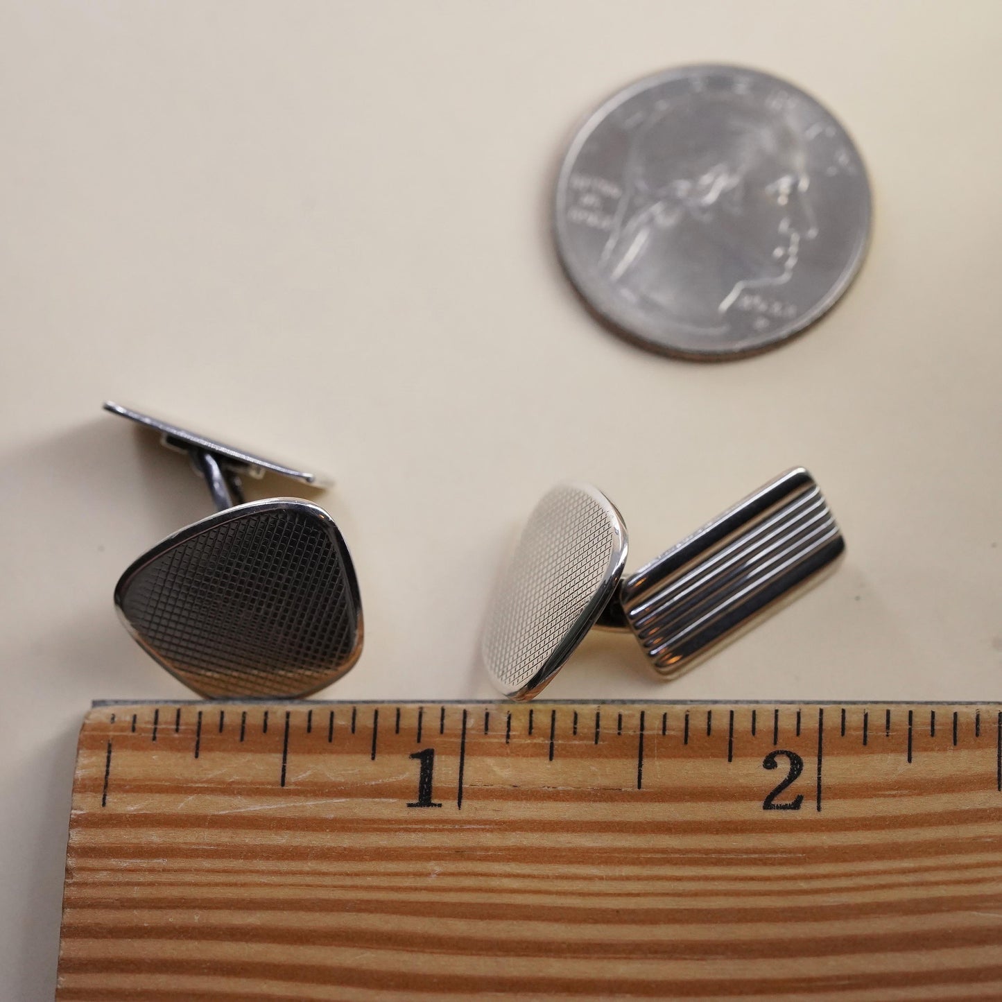 Vintage sterling 800 silver textured cuff links, handmade 925 cufflinks