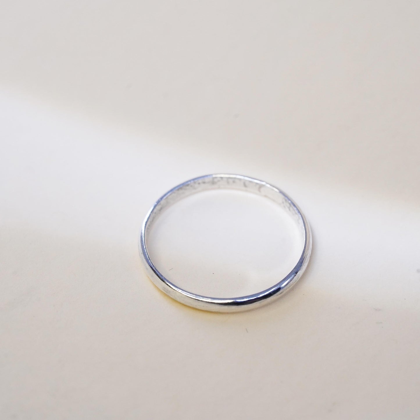 Size 7.5, vintage sterling silver handmade ring, 925 thin stackable band, silver tested