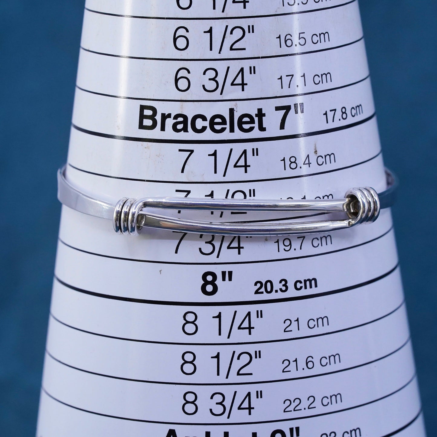 7.5", vintage Ed Levin Sterling silver handmade bracelet, 925 hinged bangle