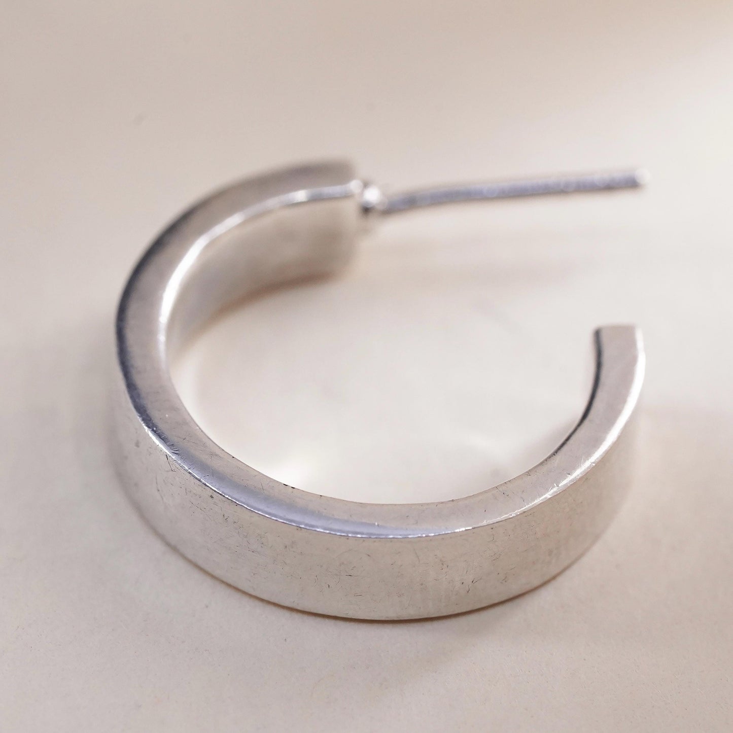 0.75", Vintage sterling silver single earring, fashion primitive hoop stud