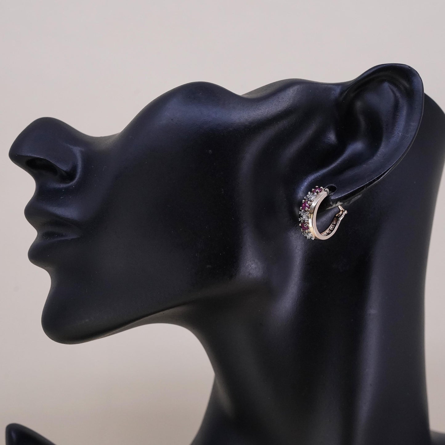 0.5”, vermeil gold over sterling silver single earring, 925 huggie hoop diamond