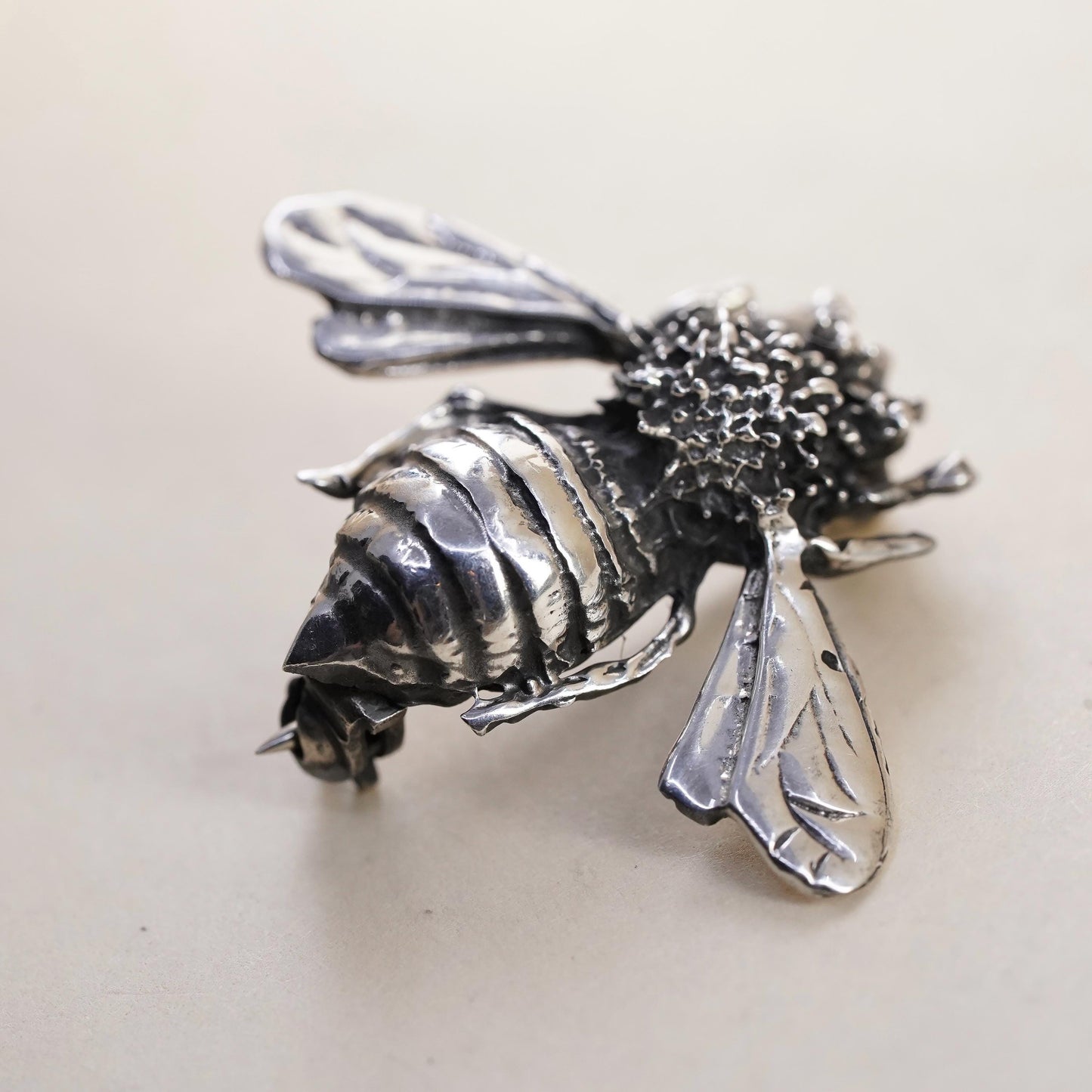 vintage Sterling silver handmade brooch, 925 silver honey bee pin