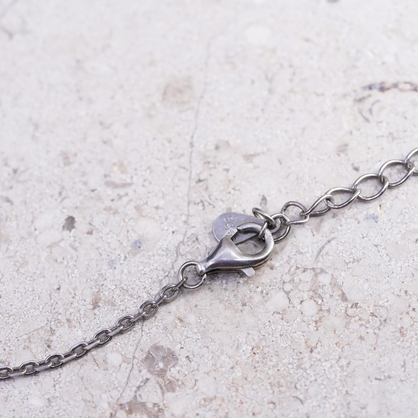 16+2", 1mm, vintage Sterling silver necklace, 925 circle chain w/ tag letter M